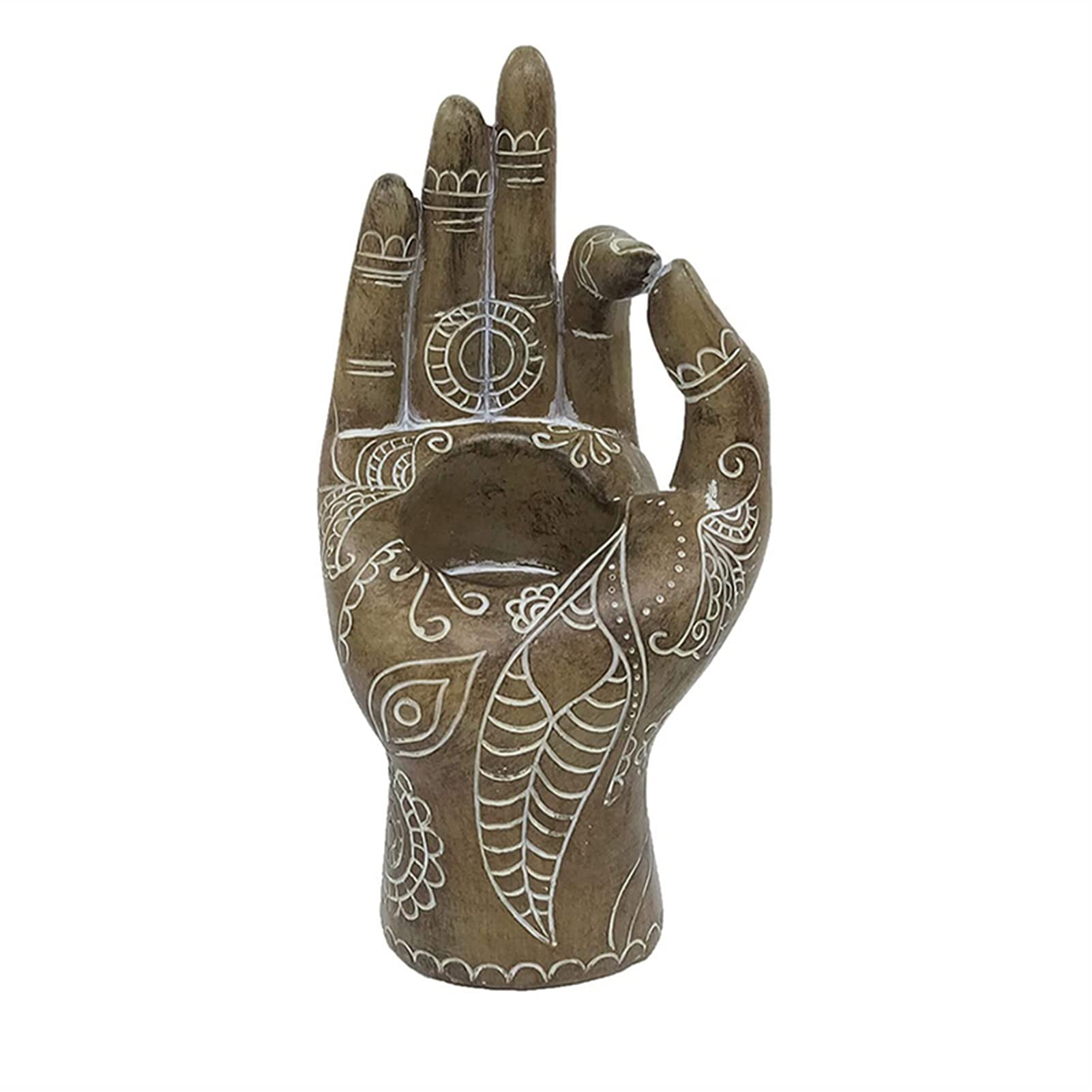 Erik Xian Buddha Hand Candle Holder - Resin Bergamot Yoga Candlestick for Aromatherapy, Home Decor, Desktop & Dining Table Decoration (Bronze) | Perfect for Meditation Spaces, Spa Rooms & Zen Home Decor