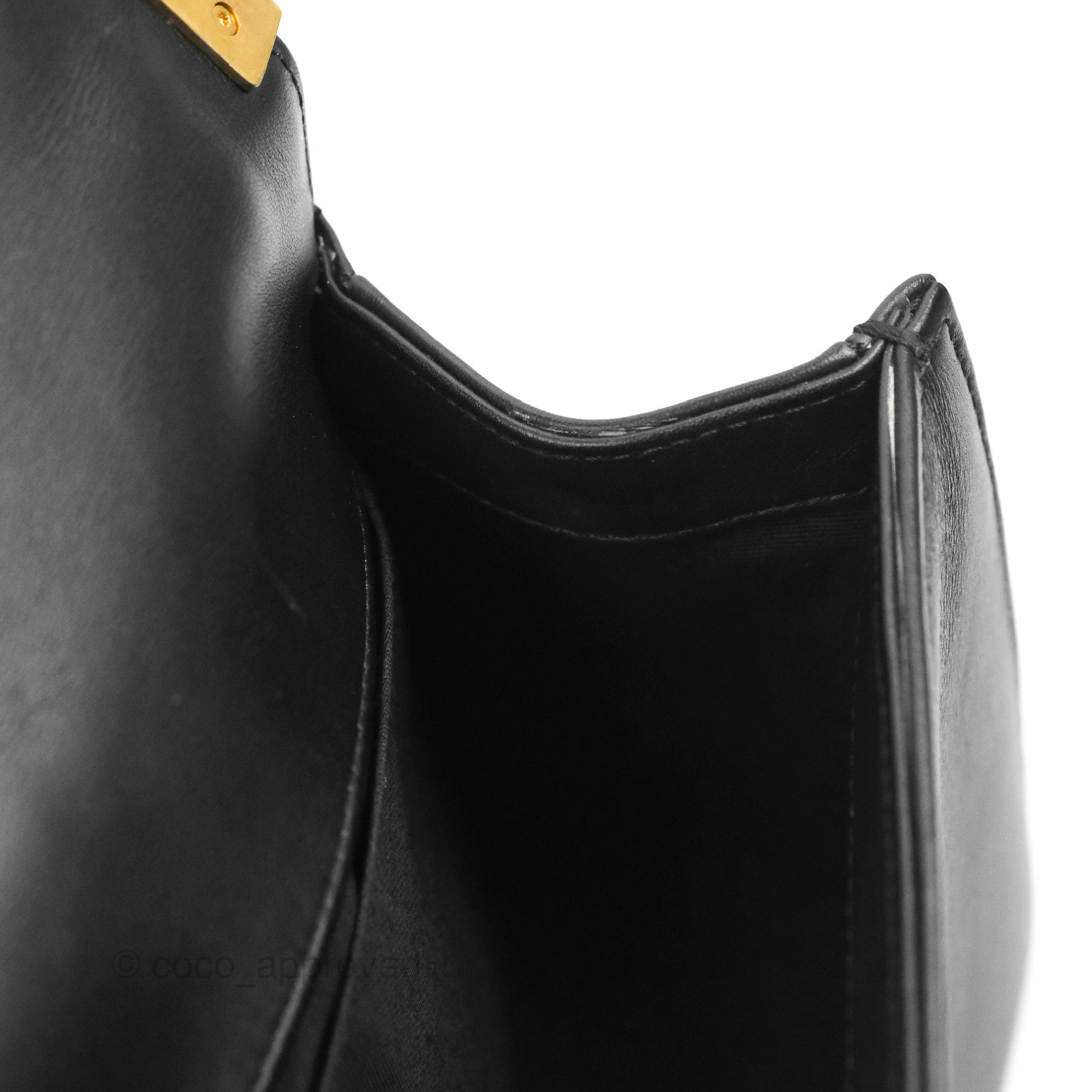 Chanel Chevron Medium Boy Bag in Black Calfskin with Aged Gold Hardware - Luxury Crossbody Purse for Women, Perfect for Evening Events & Date Nights