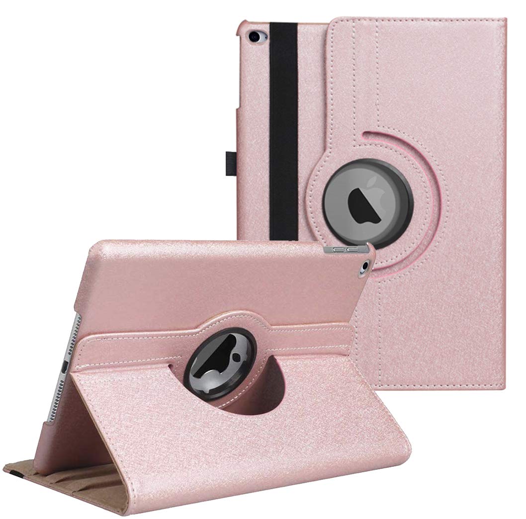 360° Rotating Stand Protective Case for iPad 9.7 inch (5th/6th Gen 2018/2017) & iPad Air 2 - Auto Sleep/Wake Smart Cover with Shock Absorption - Rose Gold | Perfect for Work, Travel & Home Use