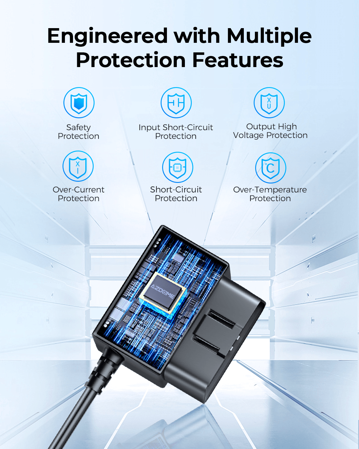AZDOME OBD Hardwire Kit with Micro USB Port - 11FT 12V/24V to 5V Converter for Dash Cam - Supports Parking Mode - Perfect for Continuous Power Supply in Vehicles, Ideal for Road Trips and Security Monitoring