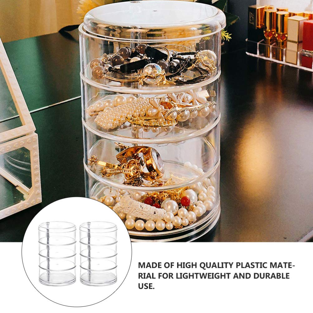 Hemoton 1 Piece Rotating Jewelry Organizer Box - 360° Spinning Makeup Storage Drawer with Plastic Trays for Earrings, Rings & Cosmetics | Perfect for Vanity, Dresser, Bathroom & Closet Organization