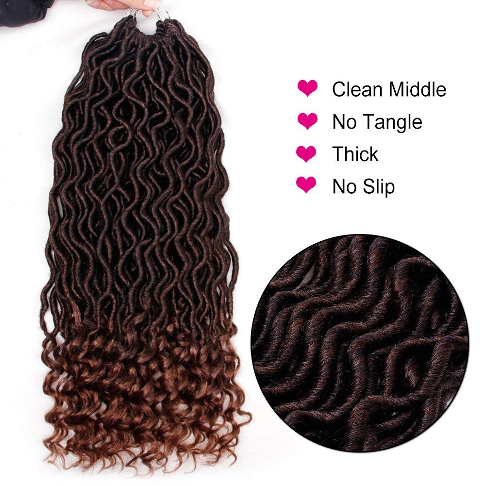 6 Packs Goddess Locs Crochet Hair - Wavy Curly Faux Locs Synthetic Braiding Hair Extensions (20