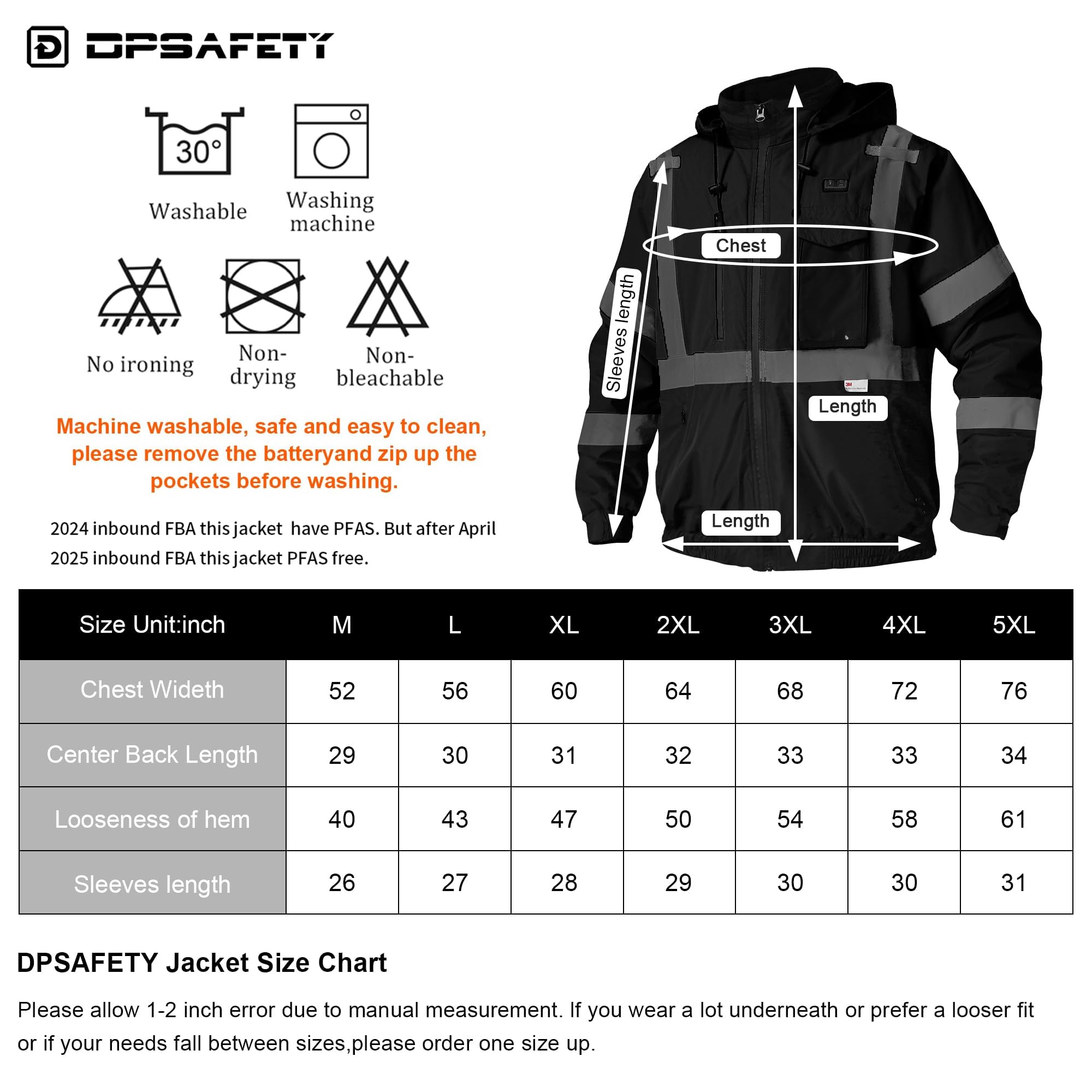 3M Reflective Heated Safety Jacket - Waterproof CLASS 3 Hi-Vis Work Jacket with Heating Technology for Outdoor Winter Construction & Road Workers