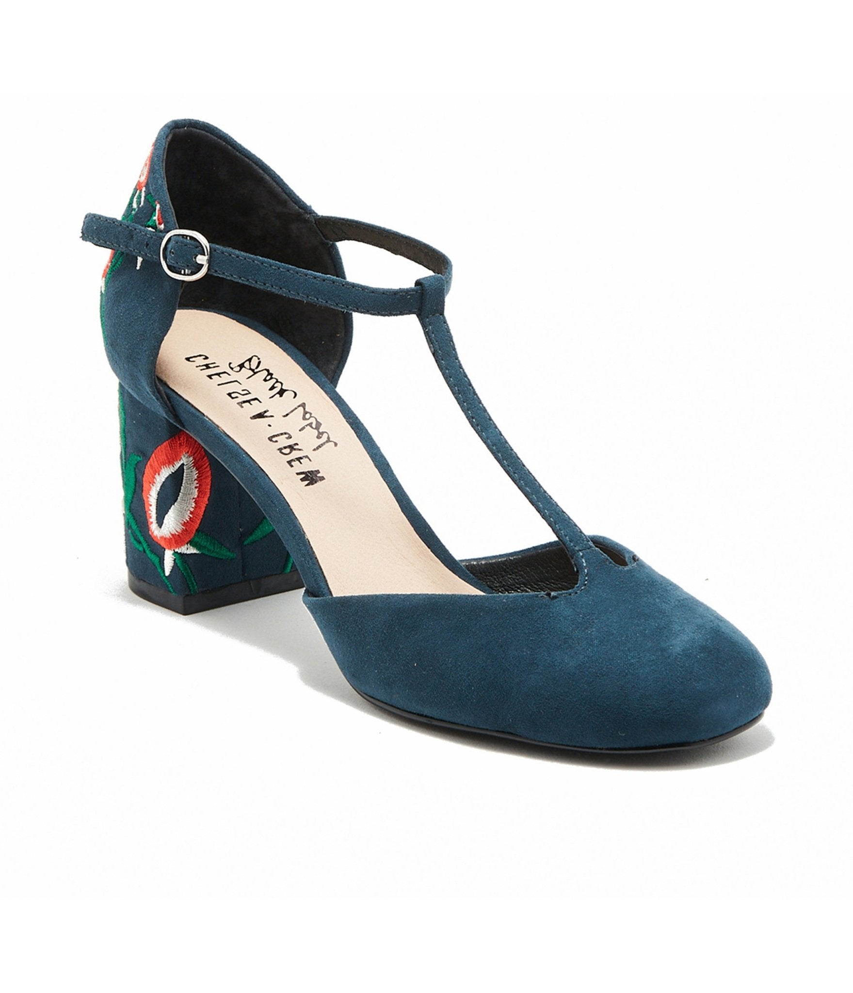 Vintage 1920s Navy Blue T-Strap Heels by Chelsea Crew - Embroidered Flapper Shoes for Women - Perfect for Gatsby Parties, Retro Weddings & Themed Events