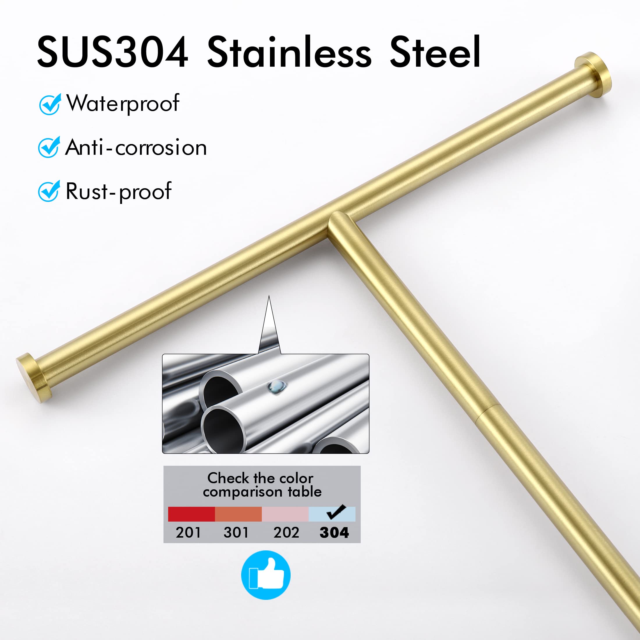 KES Gold Stainless Steel Towel Rack - 16.5