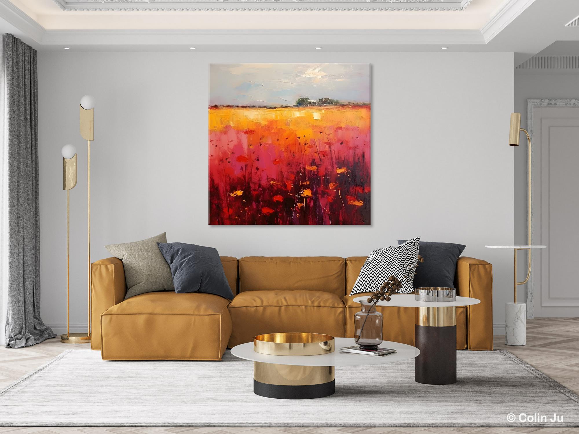 Modern Abstract Landscape Wall Art - Large Acrylic Canvas Painting for Living Room Decor | Contemporary Home & Office Wall Decor