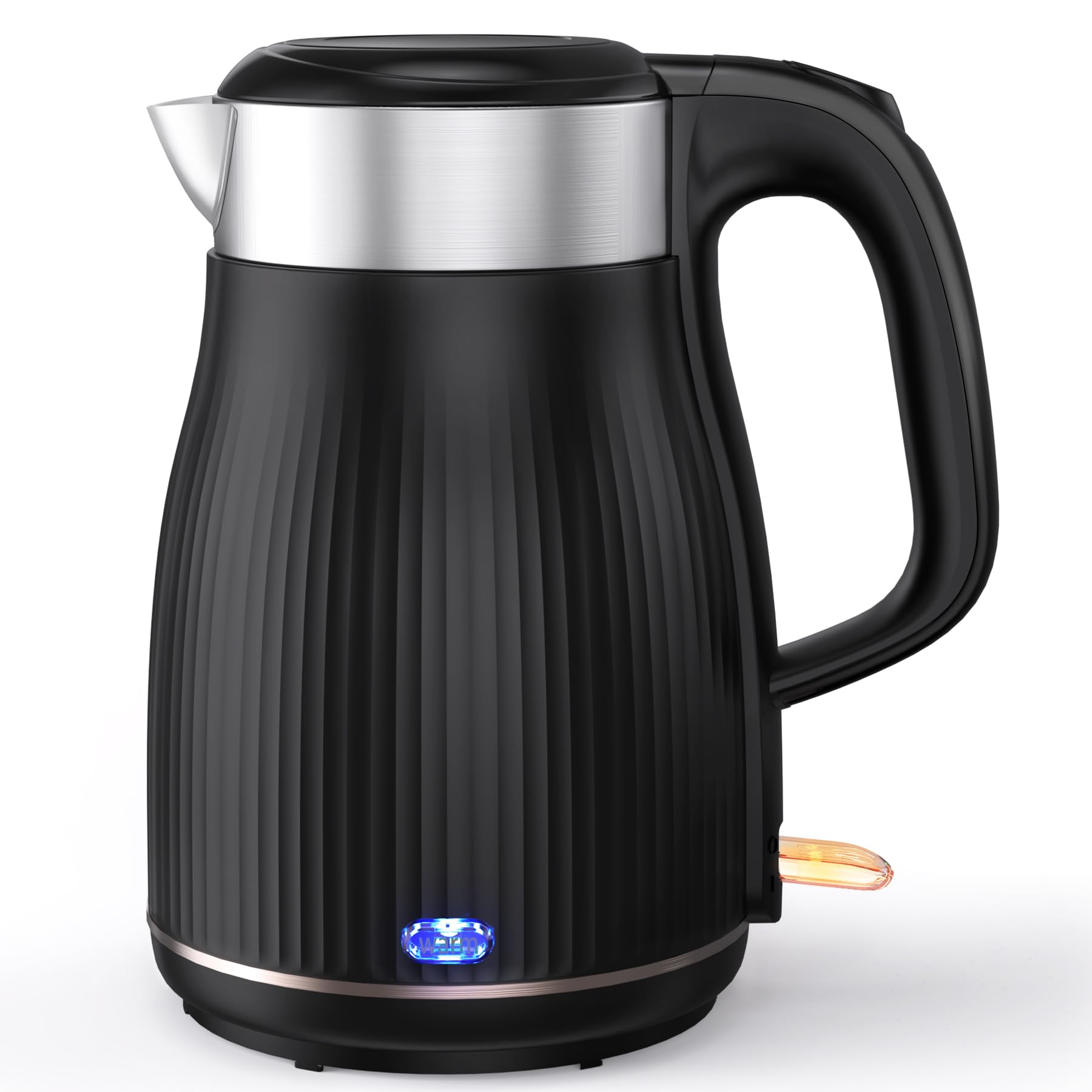 OMISOON 1.8L Electric Kettle Stainless Steel - 1500W Fast Boiling, Auto Shut Off & Boil Dry Protection, Keep Warm Function - Perfect for Home, Office, Dorm & Travel Use - Black