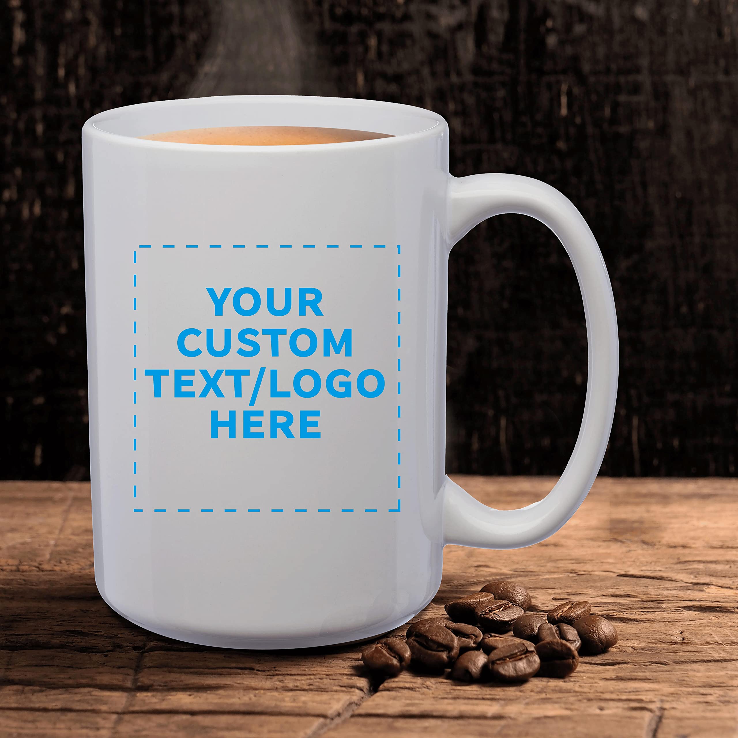 Custom Large 15 oz Ceramic Coffee Mugs Bulk Set of 100 - Personalized White Coffee Cups for Tea, Espresso & Hot Cocoa - Perfect for Restaurants, Cafes, Offices & Corporate Gifts