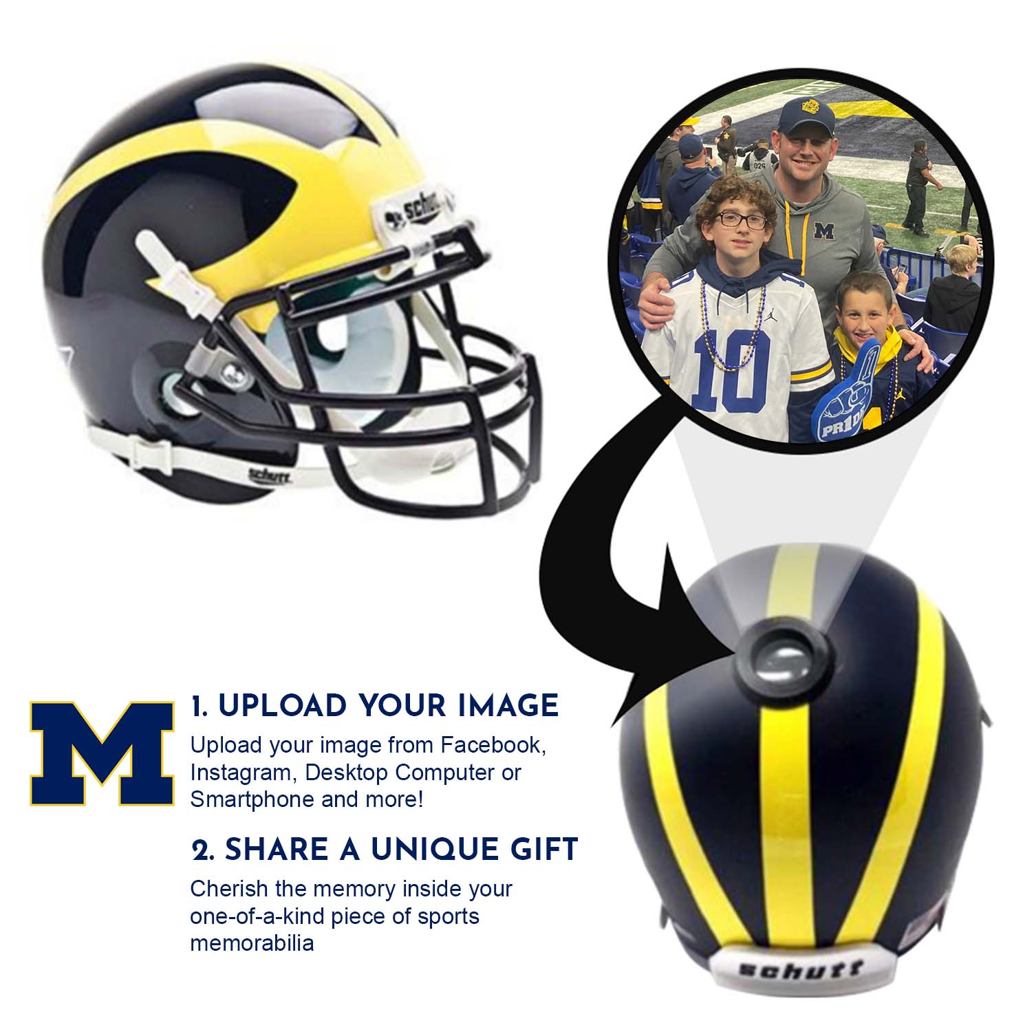 Michigan Wolverines College Football Collectible Mini Helmet with Display Stand - Perfect for Fans, Memorabilia Collectors & Game Room Decor