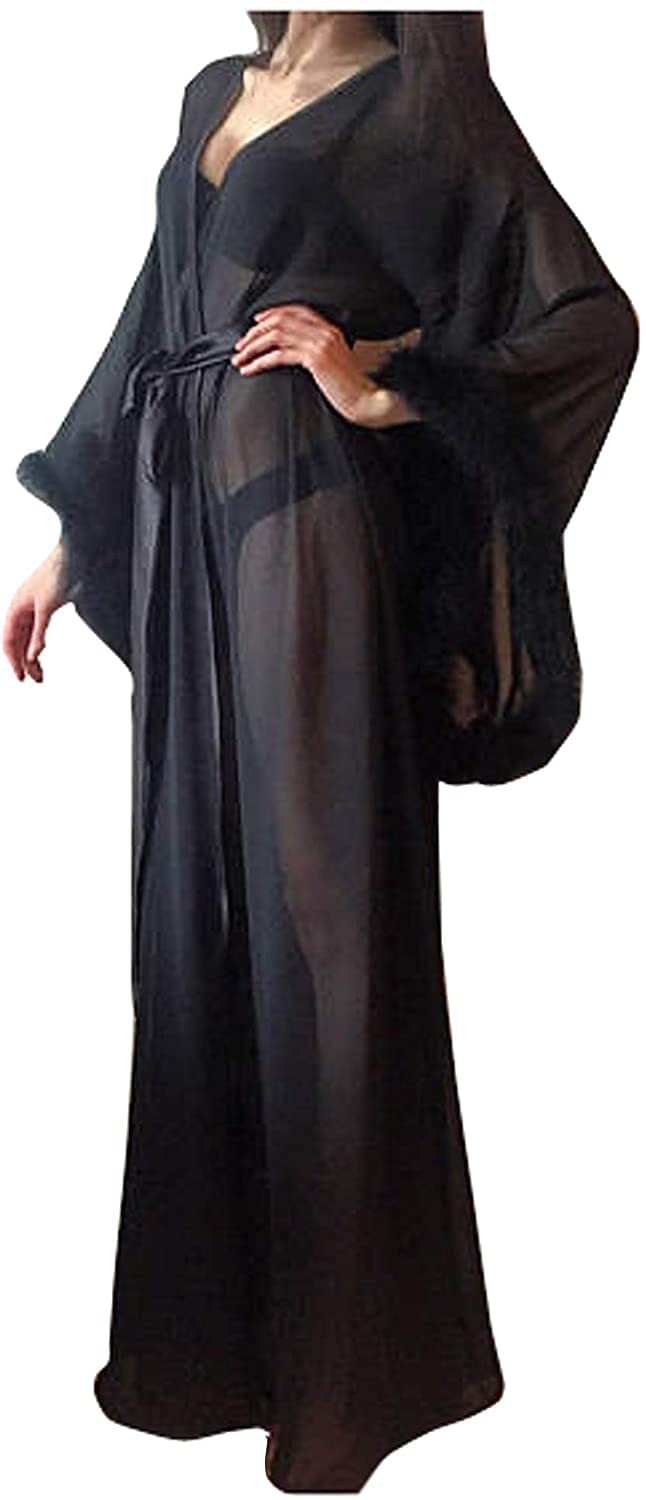 Elegant Women's Bridal Robe - Lace Collar Long Lingerie Nightgown, Bathrobe & Sleepwear for Wedding Party, Honeymoon, Bridal Shower & Special Occasions