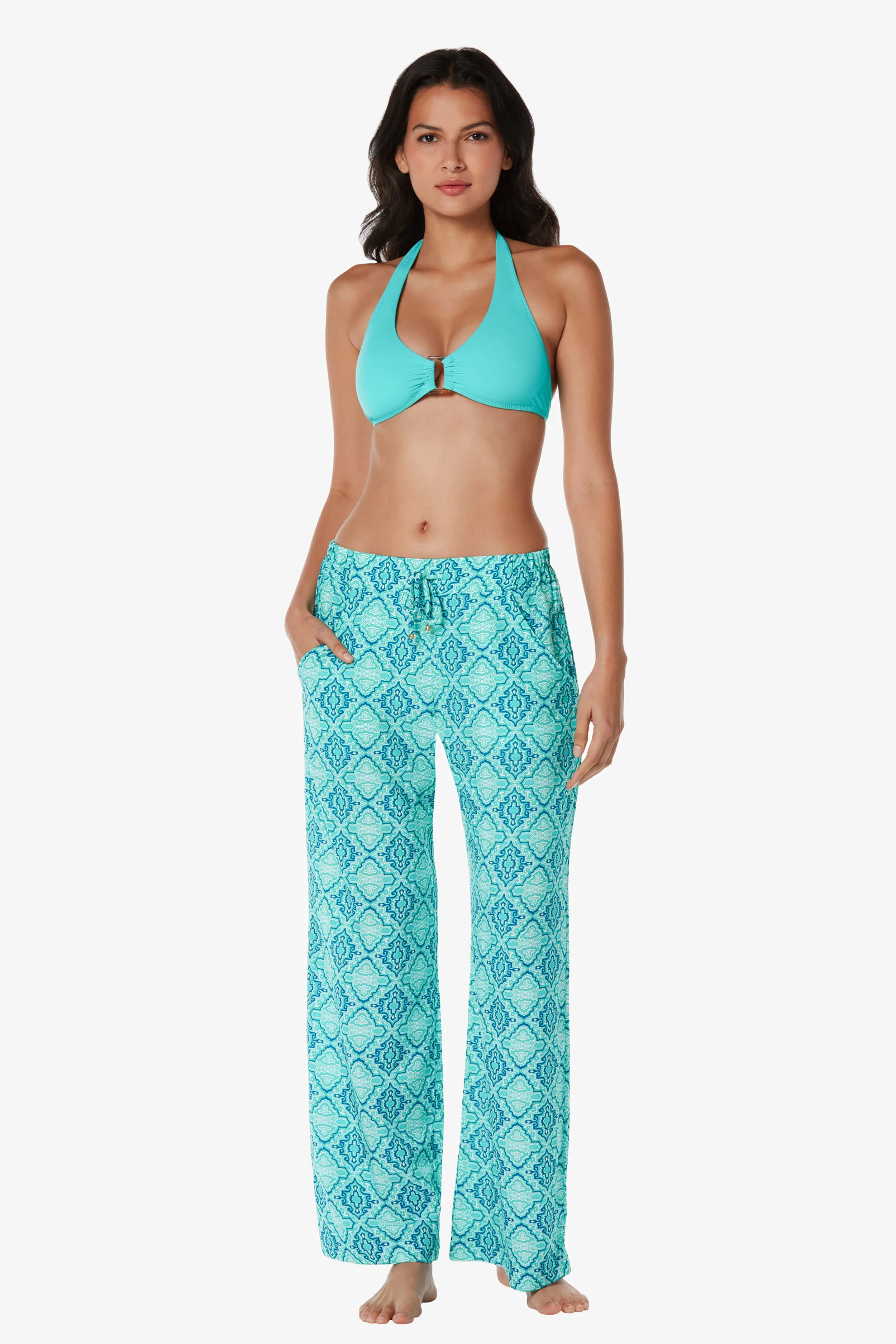 Seaside Pant - Marbella Tile Print Beach Pants for Women | Comfortable & Stylish Summer Wear | Perfect for Vacations, Poolside Lounging & Beach Outings