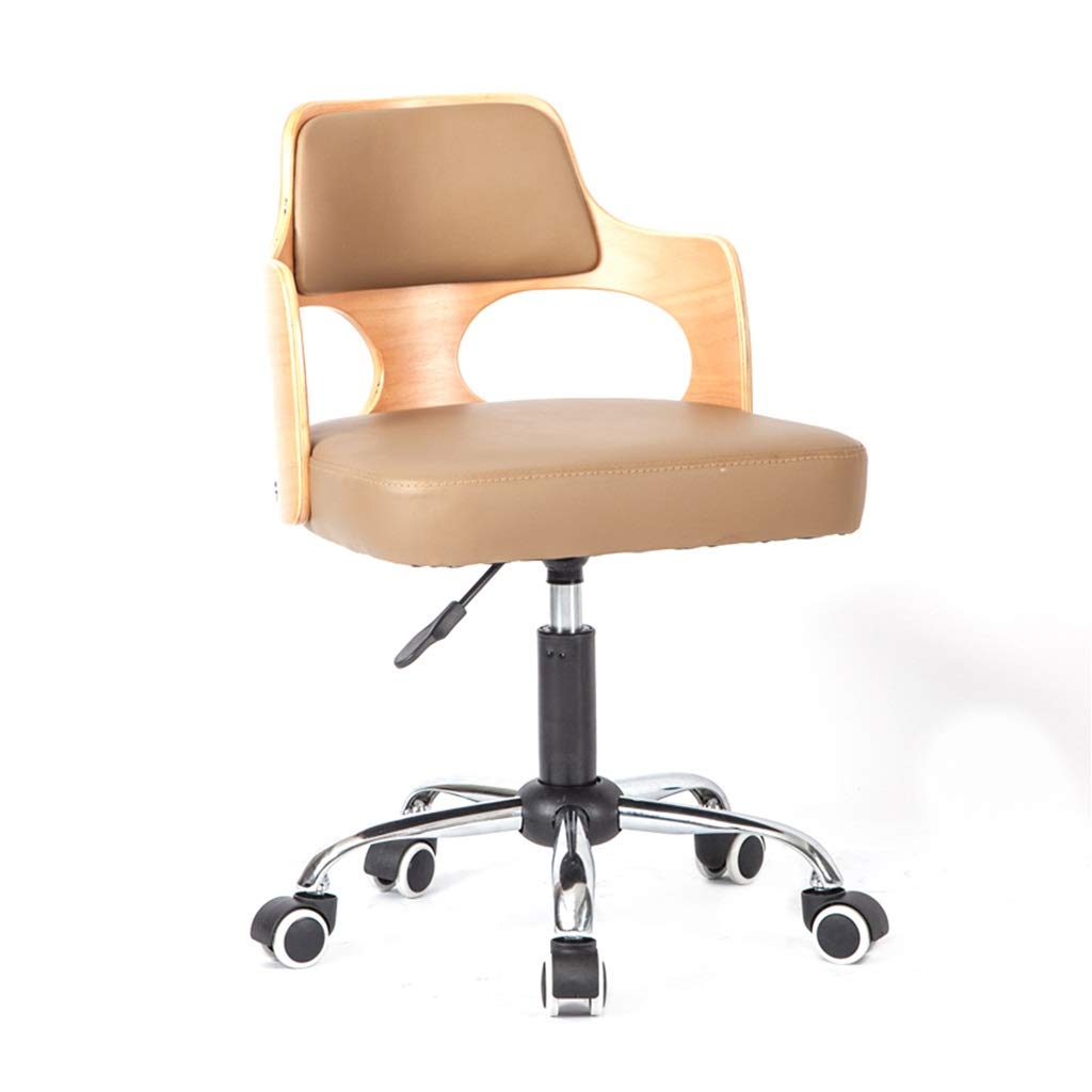 Ergonomic Guest Chair - ChangSQ Office Swivel Chair with Adjustable Height, Comfortable Conference & Reception Chair for Home Office, Dorm Room, Study Desk - Brown PU Leather Executive Chair for Work, Meetings & Relaxation