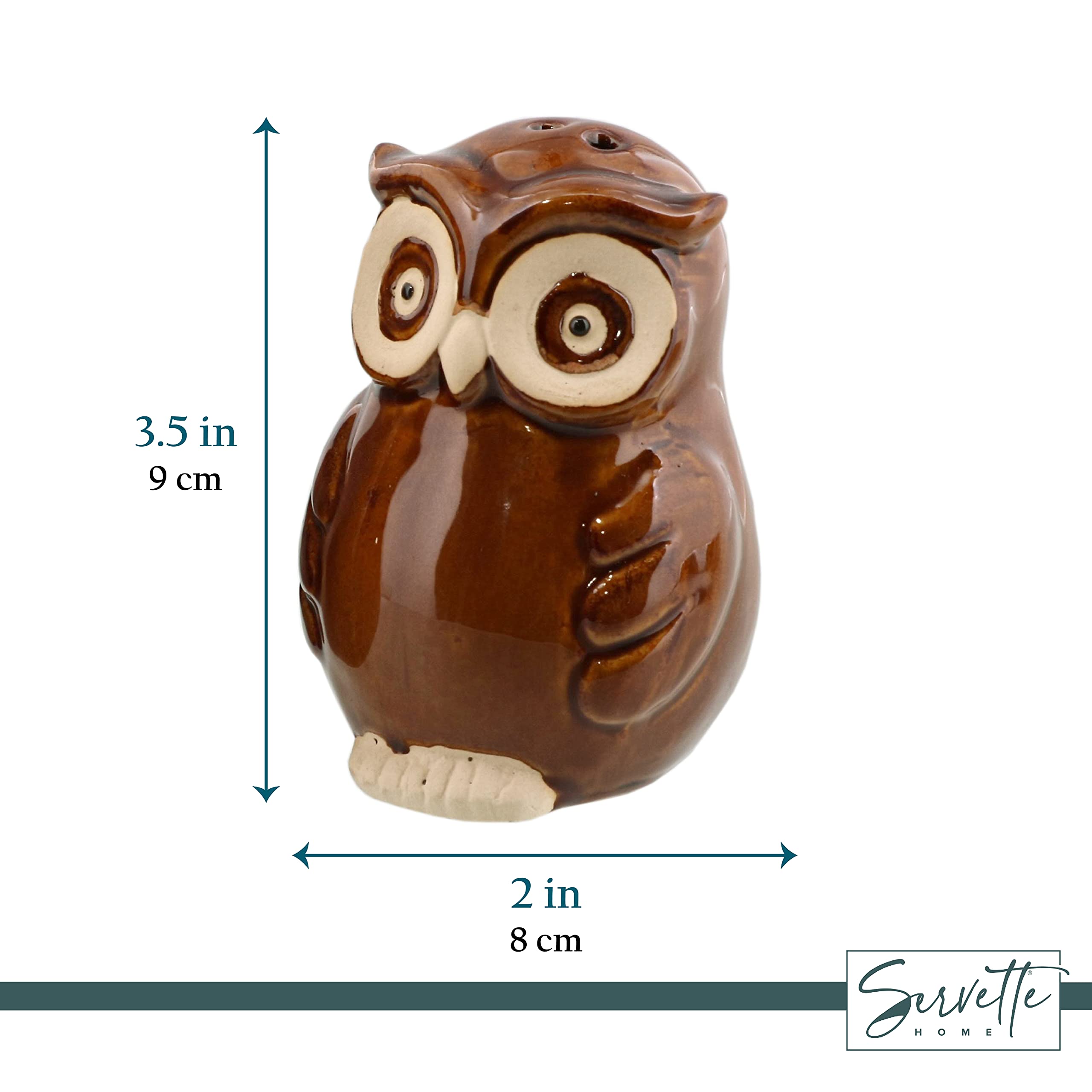 Ceramic Owl Salt and Pepper Shakers Set - Handcrafted Kitchen Décor for Collectors (Brown) | Perfect for Dining Table, Housewarming Gifts & Farmhouse Style Kitchens