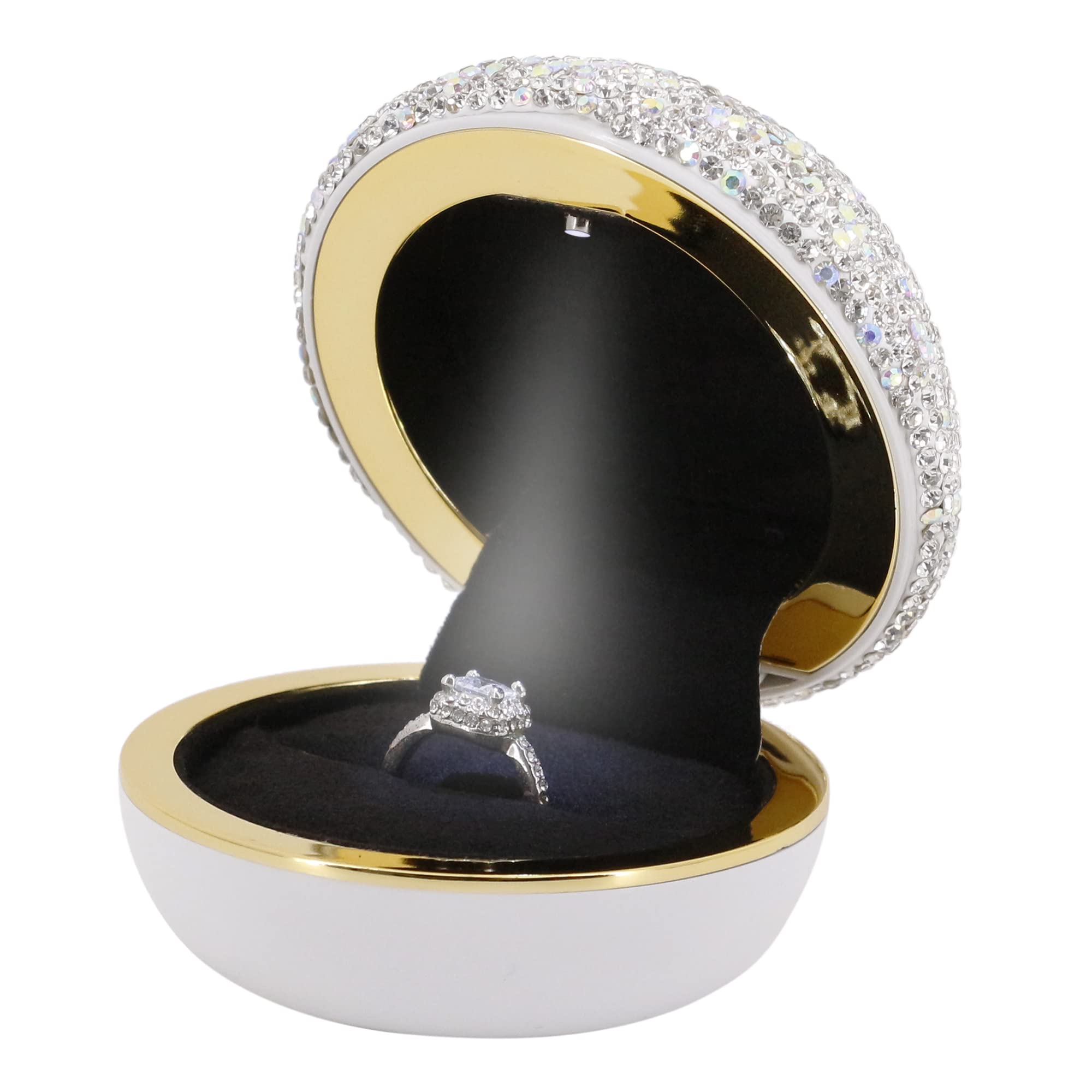 Elegant Naimo Rhinestone LED Jewelry Box - Velvet Ring & Earrings Display Case for Proposal, Engagement, Wedding, Anniversary & Valentine's Gifts | Perfect for Romantic Surprises & Luxury Jewelry Storage