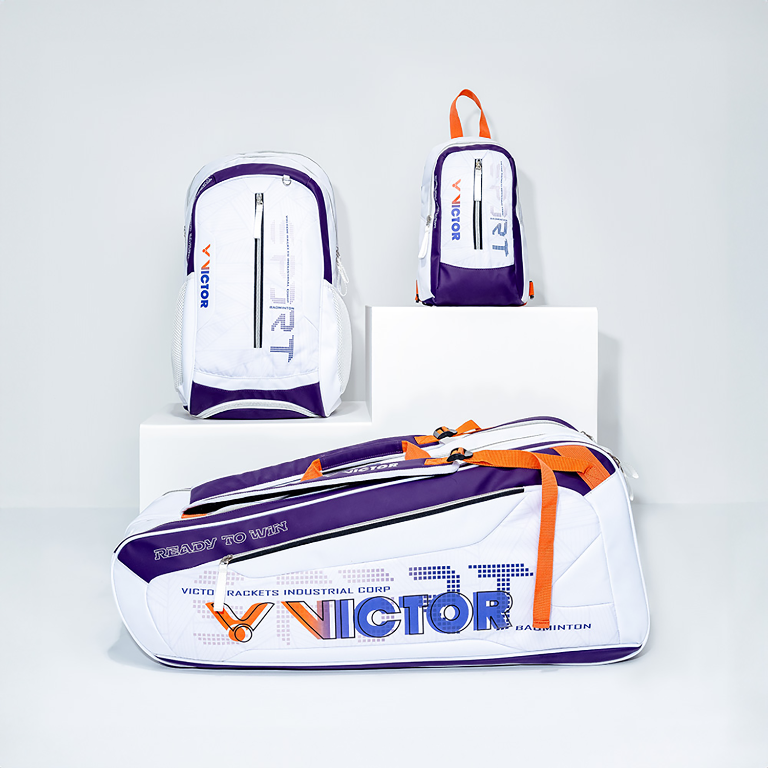 Victor BR5223 AJ 6-Pack Badminton & Tennis Racket Bag - Bright White/Medium Purple | Sports Equipment Storage for Courtside & Gym Use
