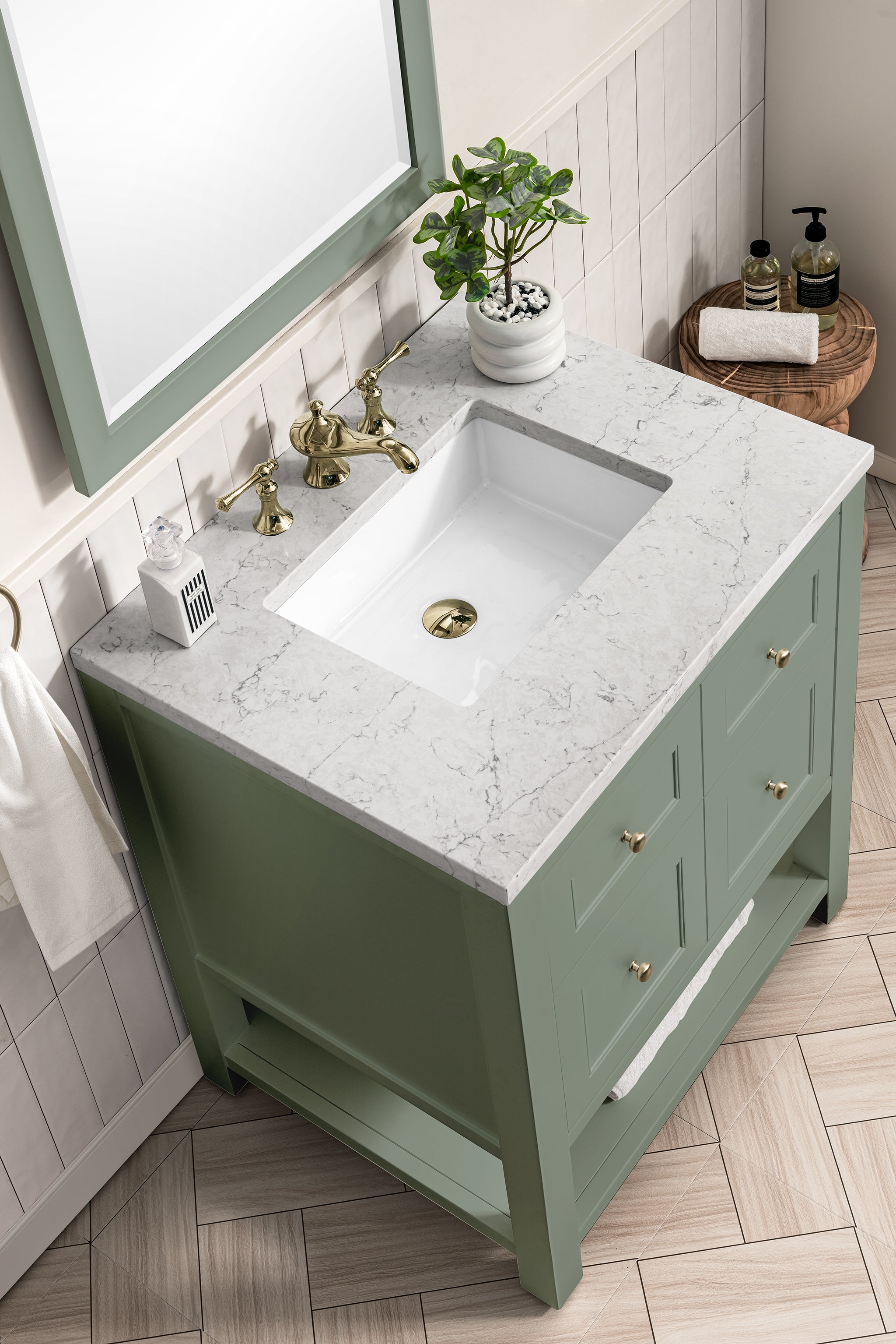 Breckenridge 30 Inch Single Bathroom Vanity in Smokey Celadon - Modern Farmhouse Style for Small Bathroom Remodel & Powder Room Upgrade