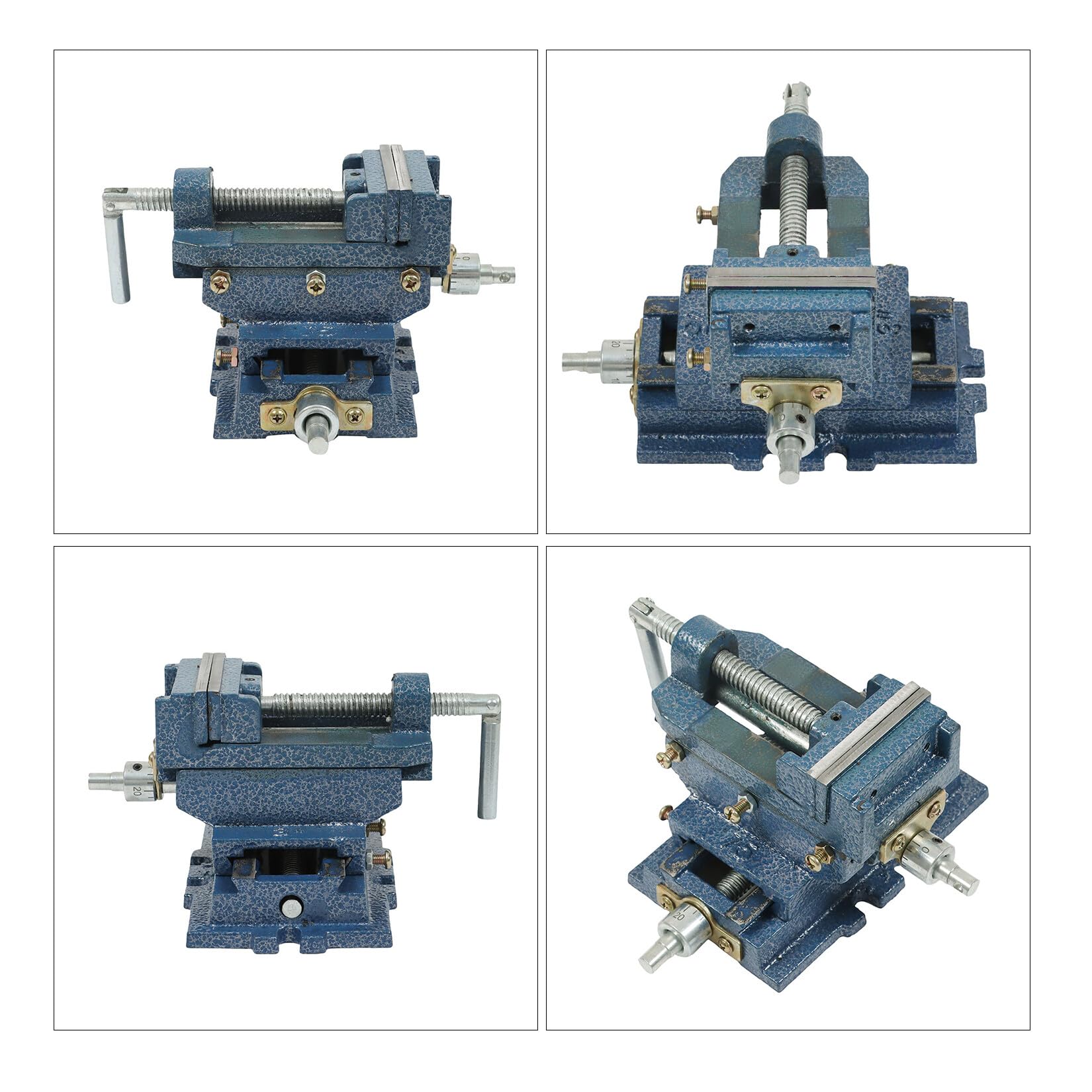 Heavy Duty 3 Inch Cross Slide Drill Press Vise - Benchtop Compound X-Y Vise for Milling Machine & Mechanical Equipment | Precision Metalworking, Woodworking & DIY Projects (Blue)