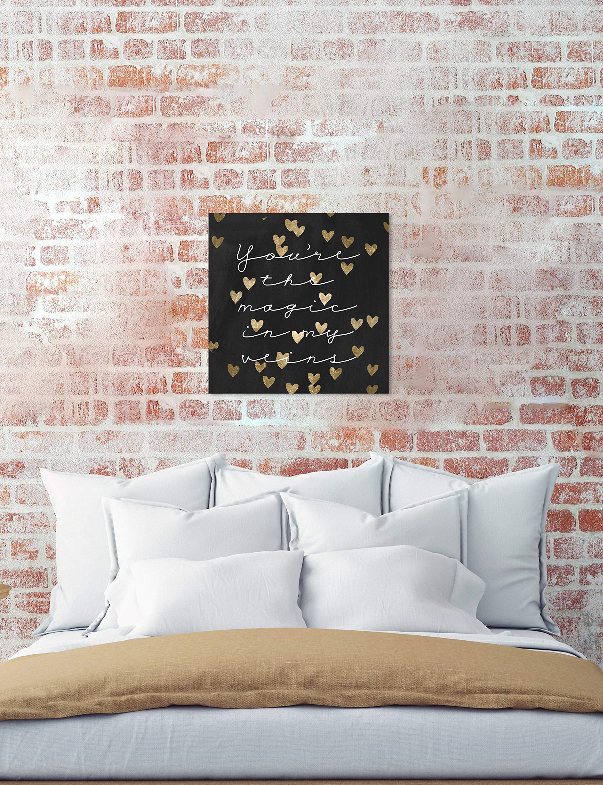 Oliver Gal Artist Co. 'Magic in Me Night' Typography Wall Art Canvas Print - 30x30 Inch Black & Gold Quote Home Decor - Perfect for Living Room, Bedroom & Office Inspiration