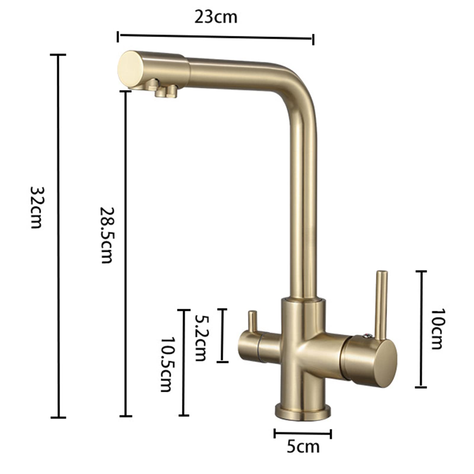 3-Way Brushed Gold Stainless Steel Kitchen Sink Faucet - Multi-Function Pull Down Sprayer for Modern Home & Commercial Use