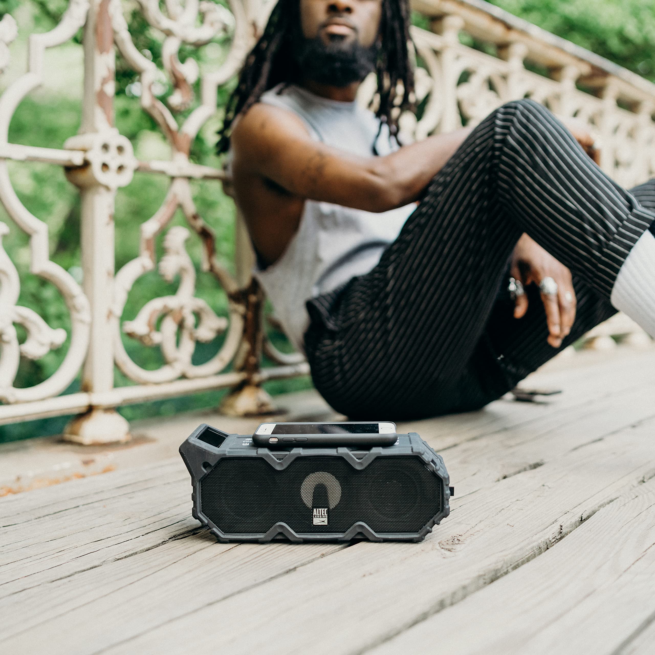 Altec Lansing LifeJacket XL Jolt Bluetooth Speaker with LED Lights - Qi Wireless Charging, IP67 Waterproof, Snowproof & Shockproof, Floats in Water, 20-Hour Battery Life (Black) - Perfect for Pool Parties, Beach Outings & Outdoor Adventures