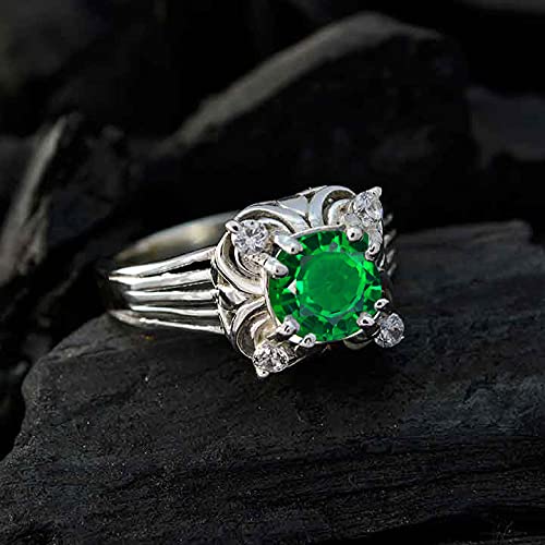 Handcrafted Sterling Silver Dainty Gemstone Crown Ring for Women - Round Shape, Size 4-12 | Elegant Gift for Anniversary, Wedding, Engagement & Party | Perfect for Date Night, Bridal Shower & Special Occasions