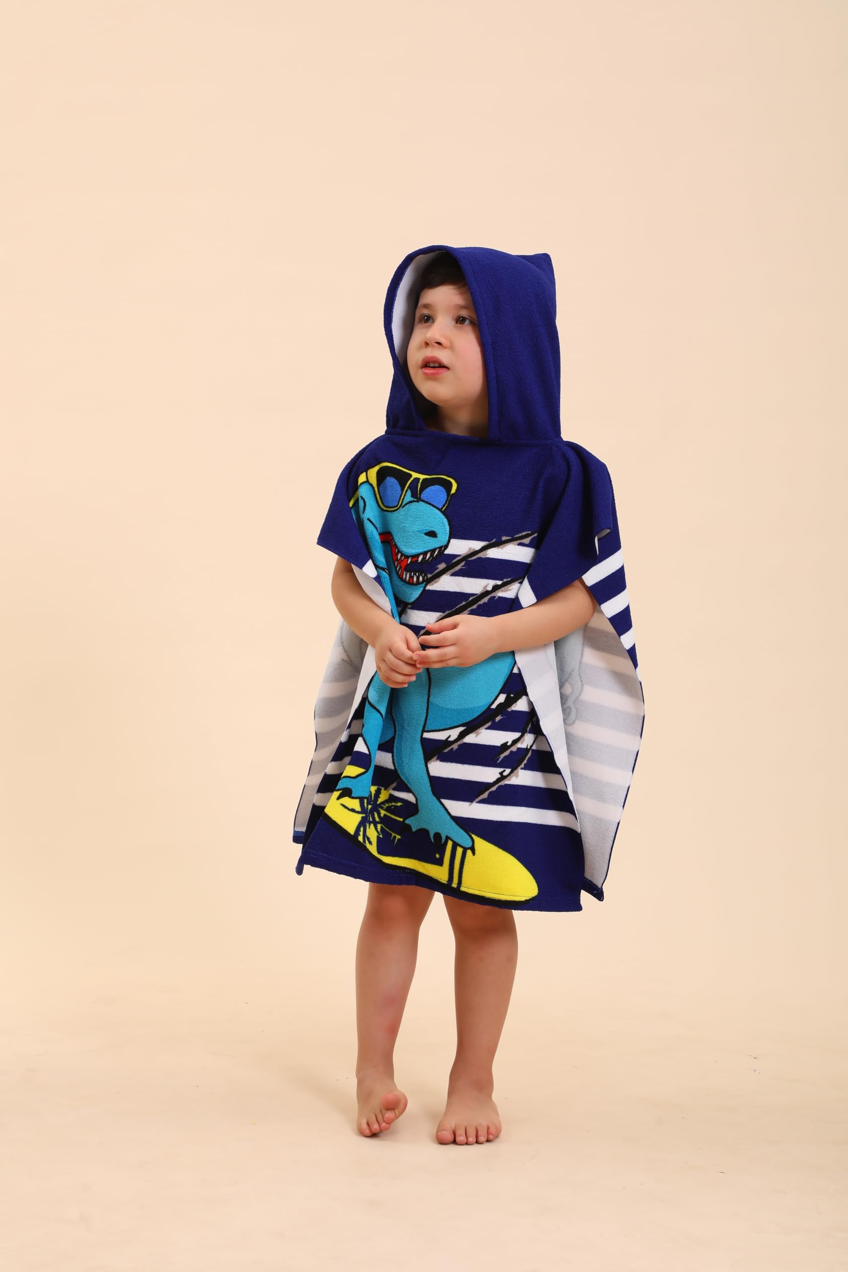 Dinosaur Hooded Towels for Kids - Soft & Absorbent Poncho Beach Towels for Boys & Girls (Ages 2-10) | Swim, Pool & Bath Time Essentials | Fun Wearable Towel Robes for Toddlers & Children