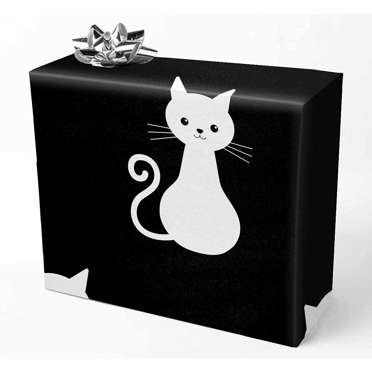 InterestPrint Cute White Cats Wedding Wrapping Paper - 1 Roll for Gift Wrapping, Party Favors & Special Occasions