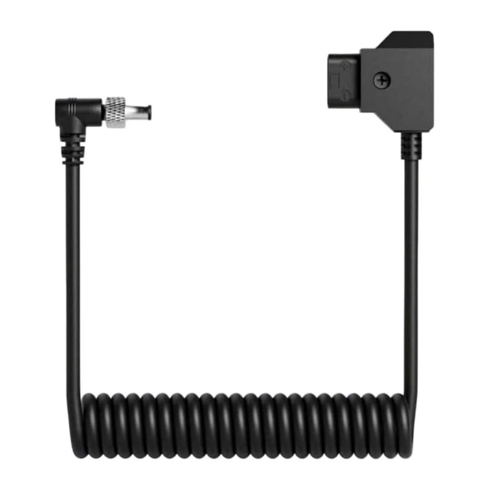 Atomos D-Tap to DC 16-Inch Locking Coiled Power Cable - Male to Female Connector for Video Monitors & Recorders (Black) - Perfect for On-Set Power Supply & Field Production Equipment