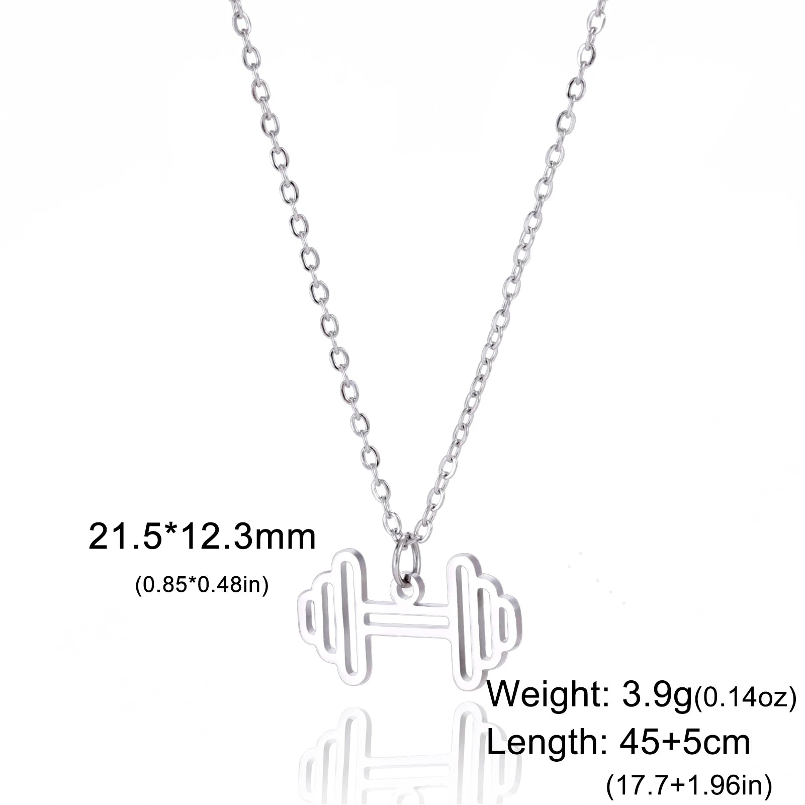 Lucktune Heartbeat Dumbbell Pendant Necklace - Stainless Steel Heart Shaped Fitness Jewelry for Women & Men - Perfect for Workouts, Gym, Valentine's Gift & Everyday Fashion Accessory