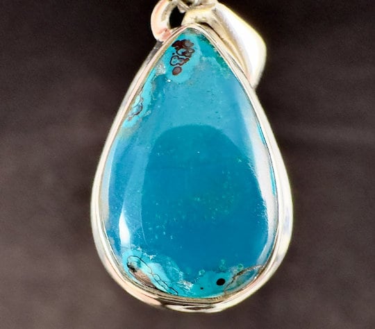 CHRYSOCOLLA Crystal Pendant Necklace - Genuine Gem Silica & Blue Chalcedony in Sterling Silver Teardrop - Fine Healing Jewelry for Meditation, Energy Work & Spiritual Gifts (54178)