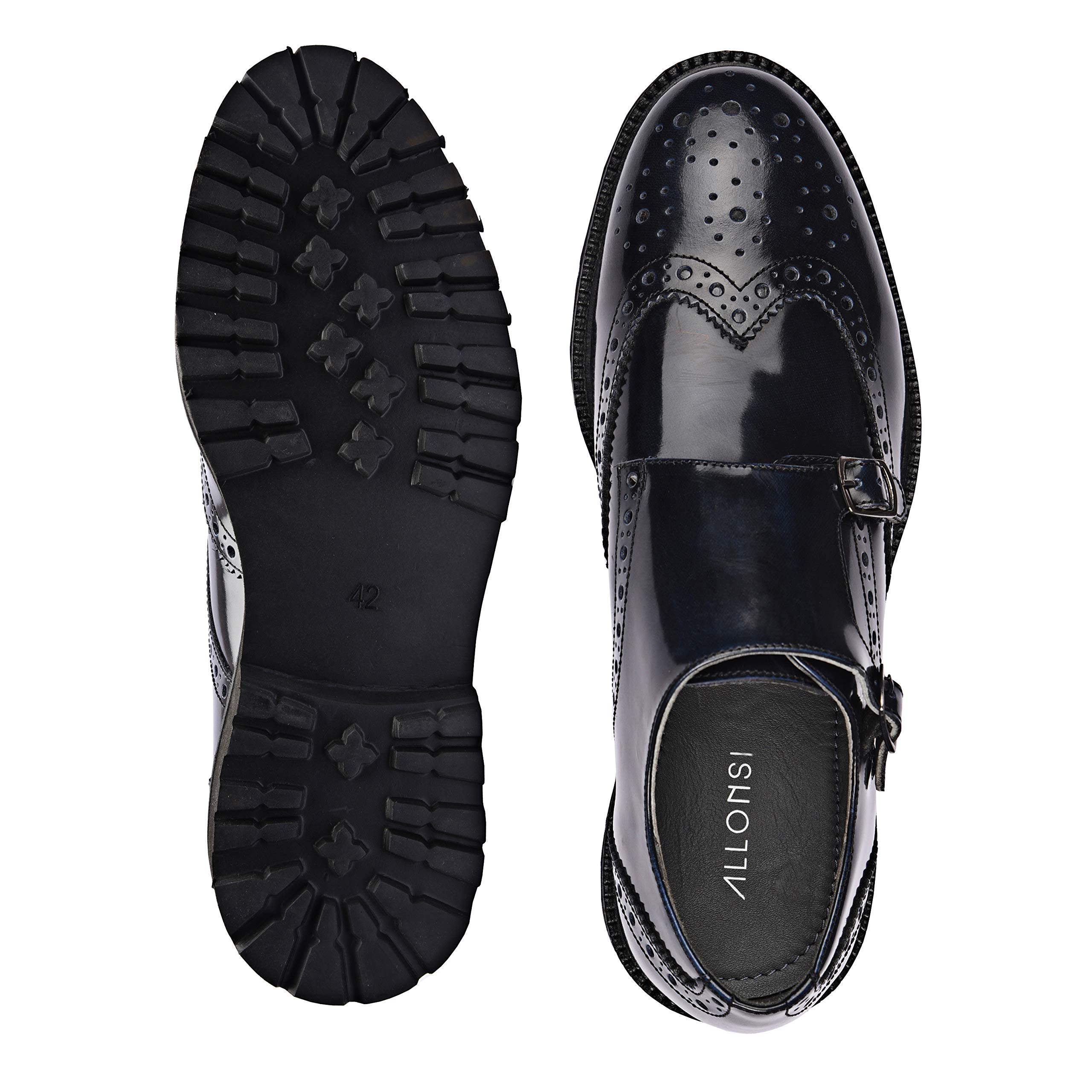 Genuine Leather Dress Shoes for Men | Luxury Double Monk Strap Wingtip Shoes | Handcrafted Lightweight EVA Sole | Trendy Casual & Formal Wear | Perfect for Office, Wedding & Business Events
