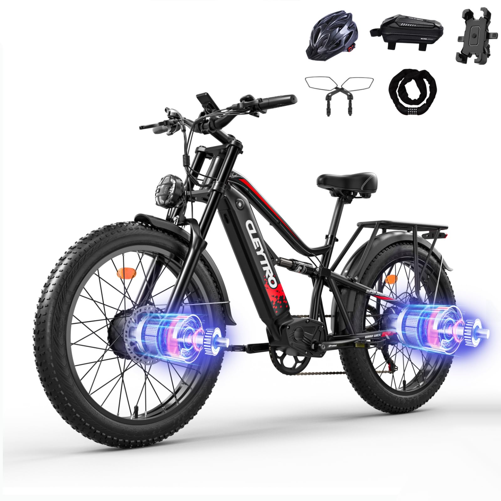1500W/750W Electric Bike for Adults - 52V 21/19Ah Battery, 32-37MPH Speed, 30-60 Miles Range - 26