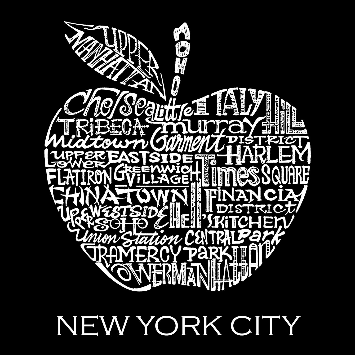 LA POP ART Boys' Word Art Long Sleeve T-Shirt - NYC Neighborhoods Graphic Tee for Kids | Trendy Streetwear & Urban Fashion for Boys