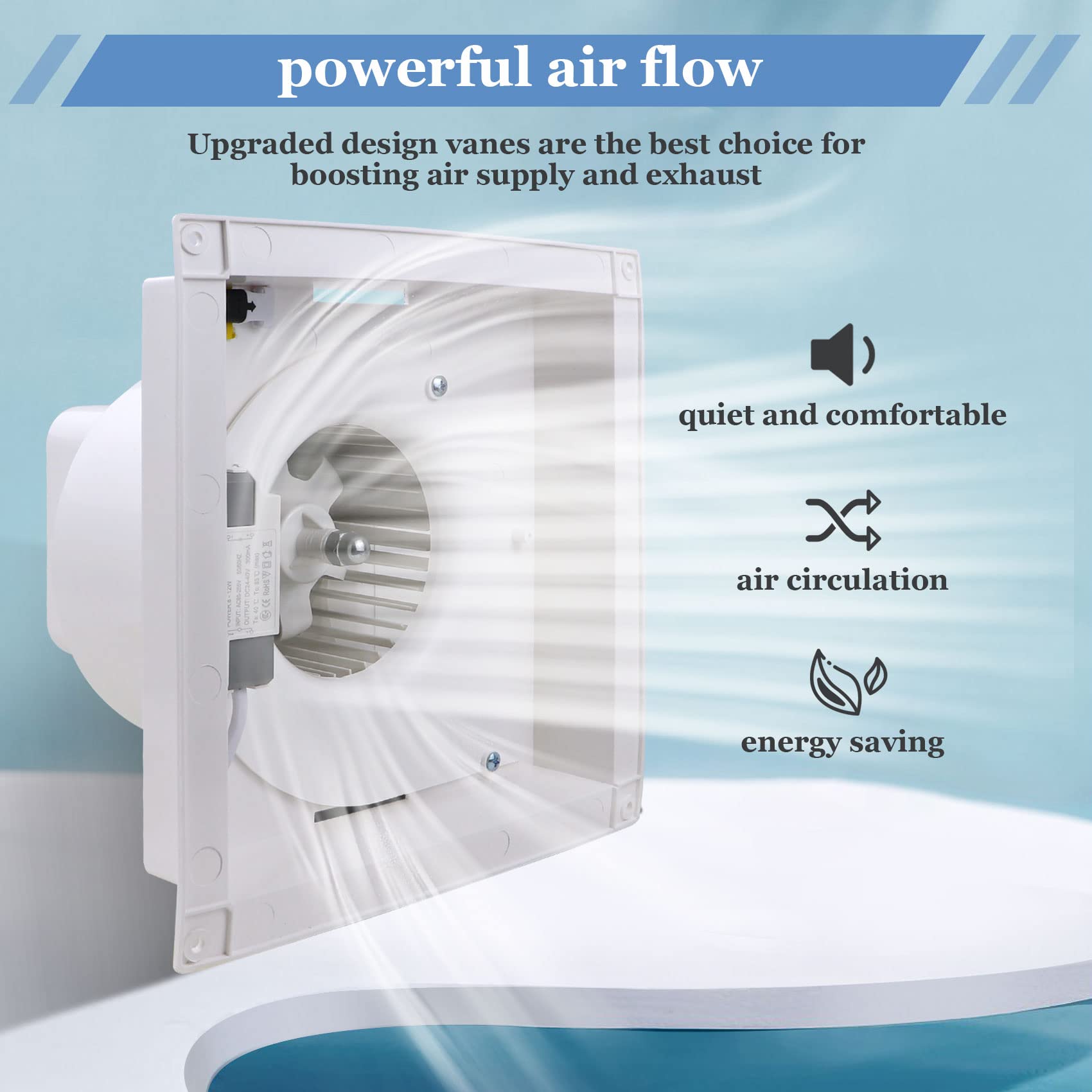 Ultra Quiet Bathroom Exhaust Fan with LED Light (3000K/4000K/6000K Color Changing) - 1.0 Sones, 110 CFM, White Ventilation Fan for Bathroom, Shower, Restroom, Home & Office - Perfect for Moisture Control and Air Circulation in Small to Medium Spaces