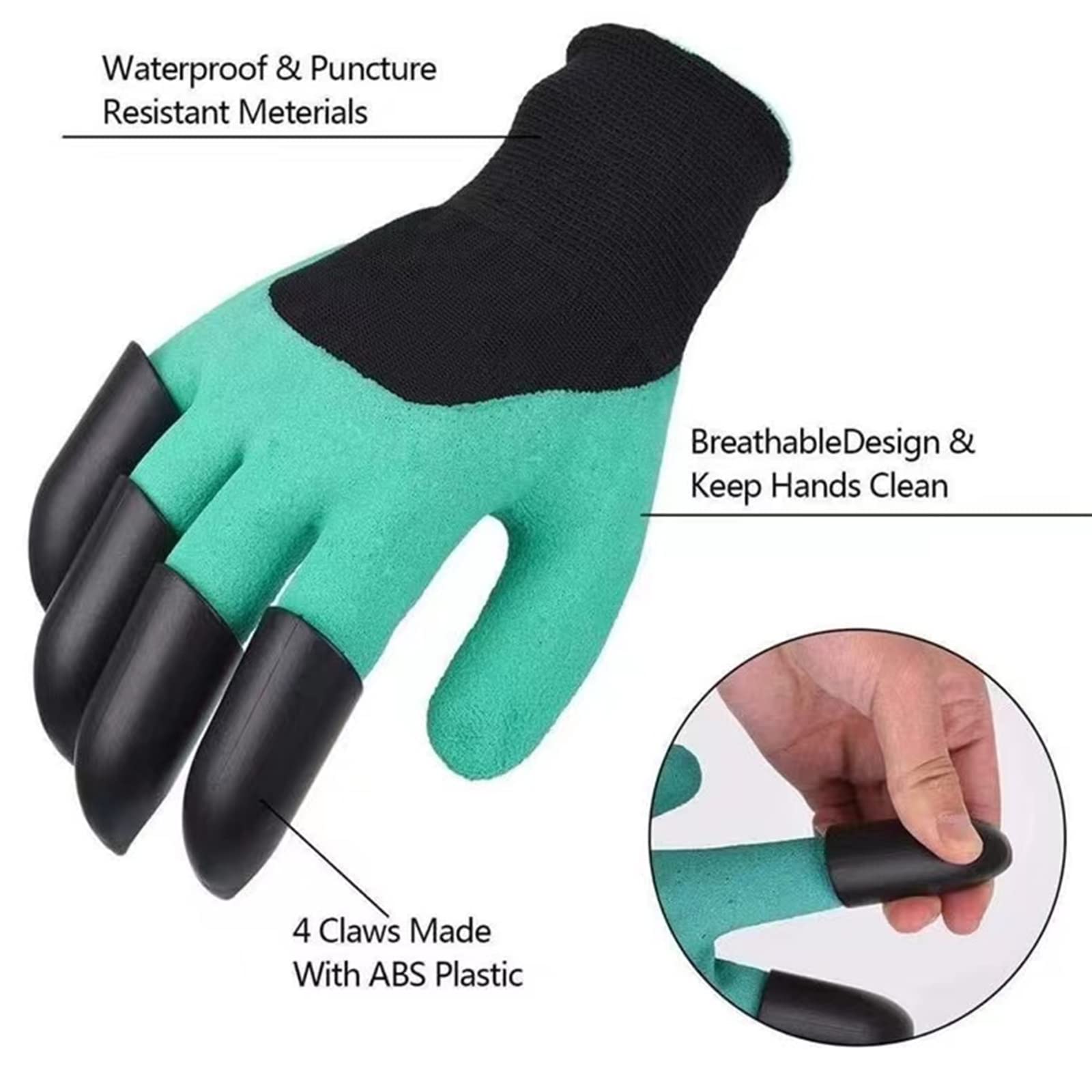 Garden Elf Gloves with Claws - Waterproof & Breathable Gardening Gloves for Digging, Planting - All-in-One Garden Tool for Outdoor Work, Landscaping & Yard Maintenance