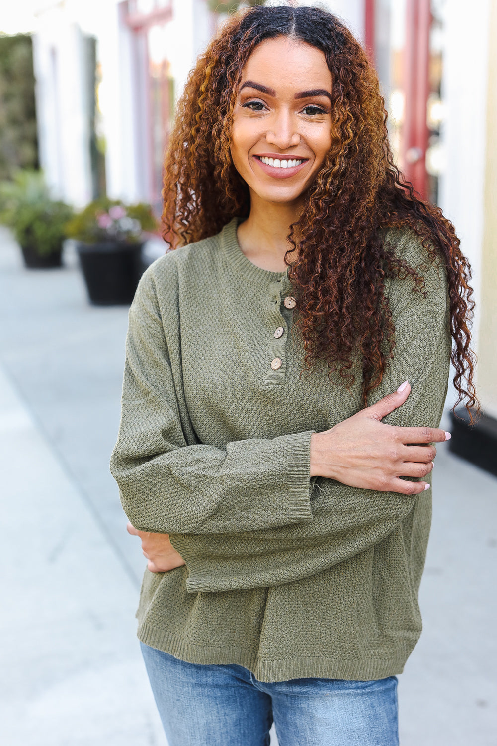 Stylish Moss Green Ribbed Button Down Sweater for Women | Cozy Knit Pullover for Fall & Winter | Perfect for Office, Casual Outfits & Layering