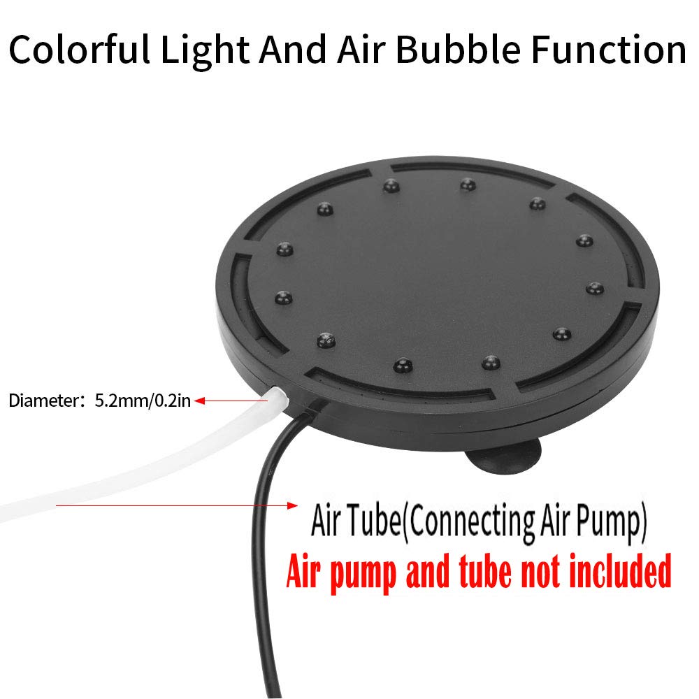 12 LED Aquarium Bubble Light - 5 Inch Submersible Air Stone for Fish Tank, Turtle Tank Decoration | Energy Efficient LED Bubbler Lamp with Air Pump | Perfect for Home Aquariums, Office Fish Tanks & Aquatic Pet Habitats