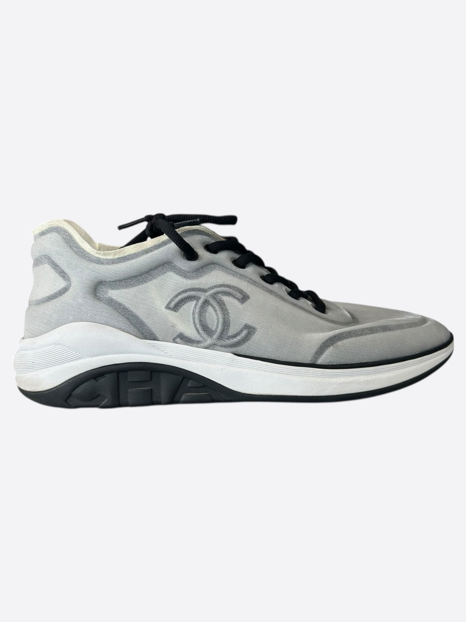 Chanel Grey & Black CC Logo Running Shoes - Stylish & Comfortable Sneakers for Women - Perfect for Casual Wear, Gym & Outdoor Activities