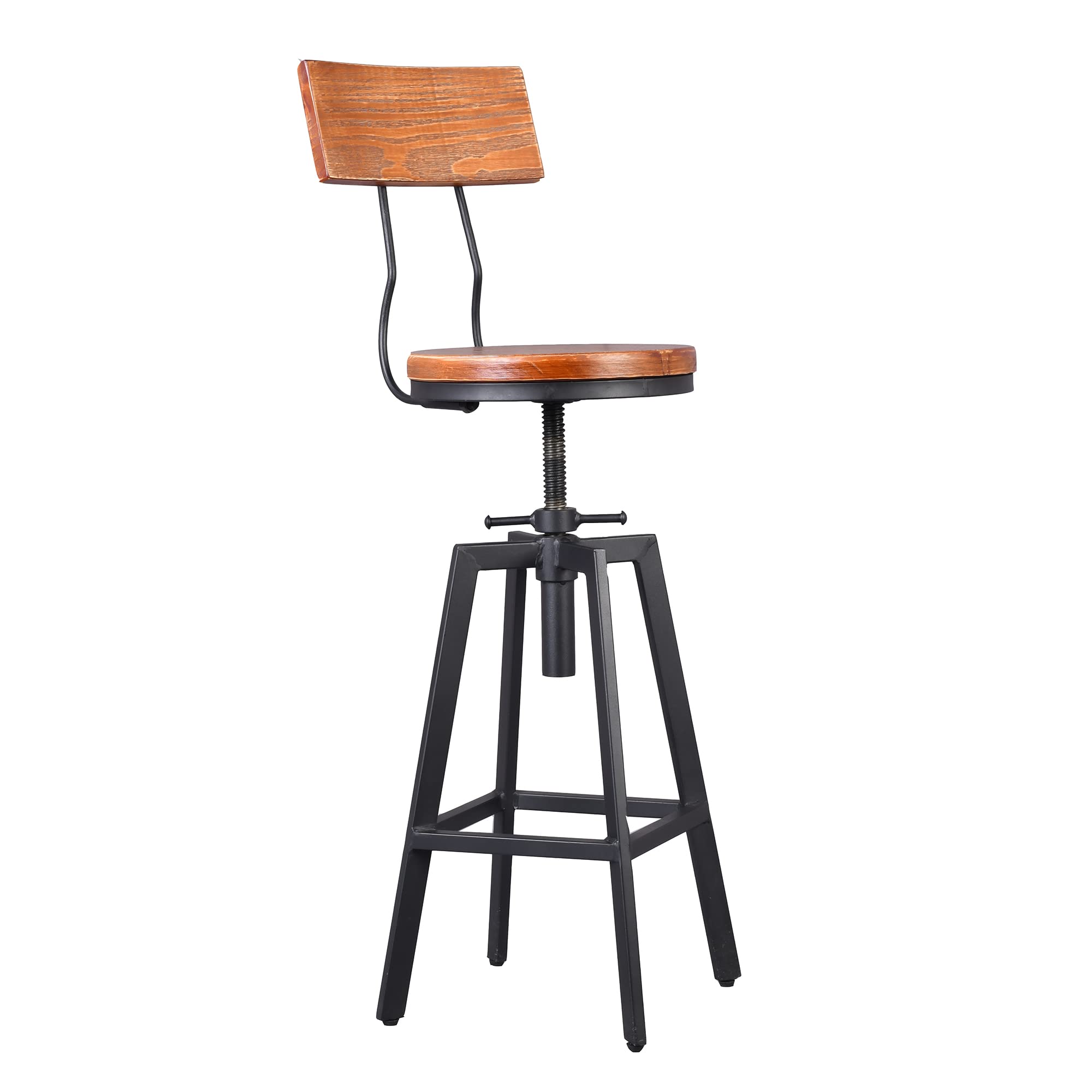Vintage Industrial High Top Pub Table Set with 2 Chairs - 3 Piece Rustic Bar Table & Stools for Kitchen, Office, Patio - Swivel & Height Adjustable - Perfect for Dining, Entertaining & Small Spaces