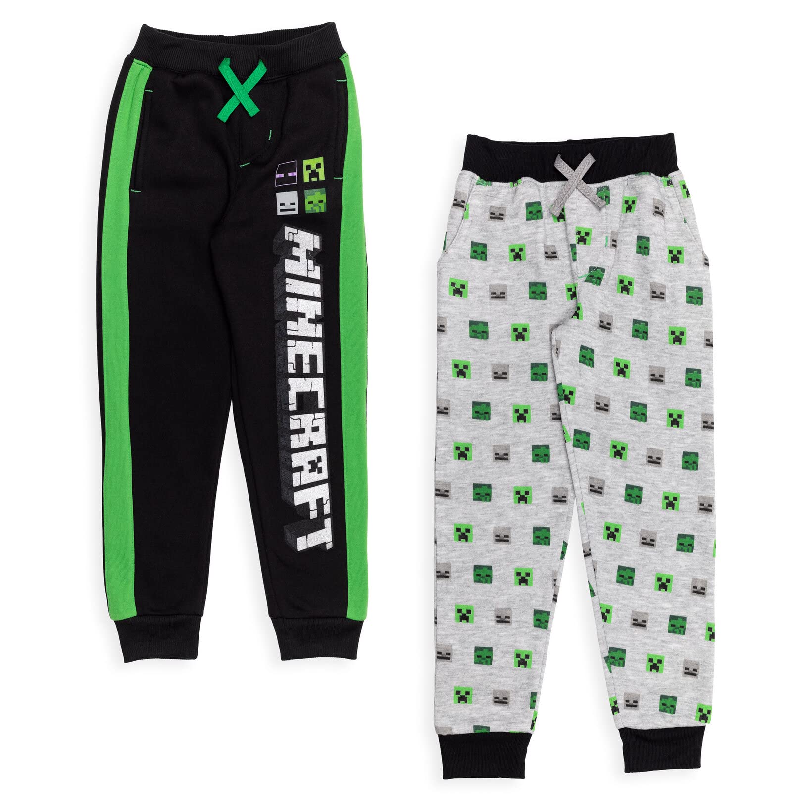Minecraft Fleece Jogger Pants for Kids - 2 Pack Warm & Comfortable Pajama Bottoms for Boys & Girls - Perfect for Sleepovers, Gaming & Winter Lounging