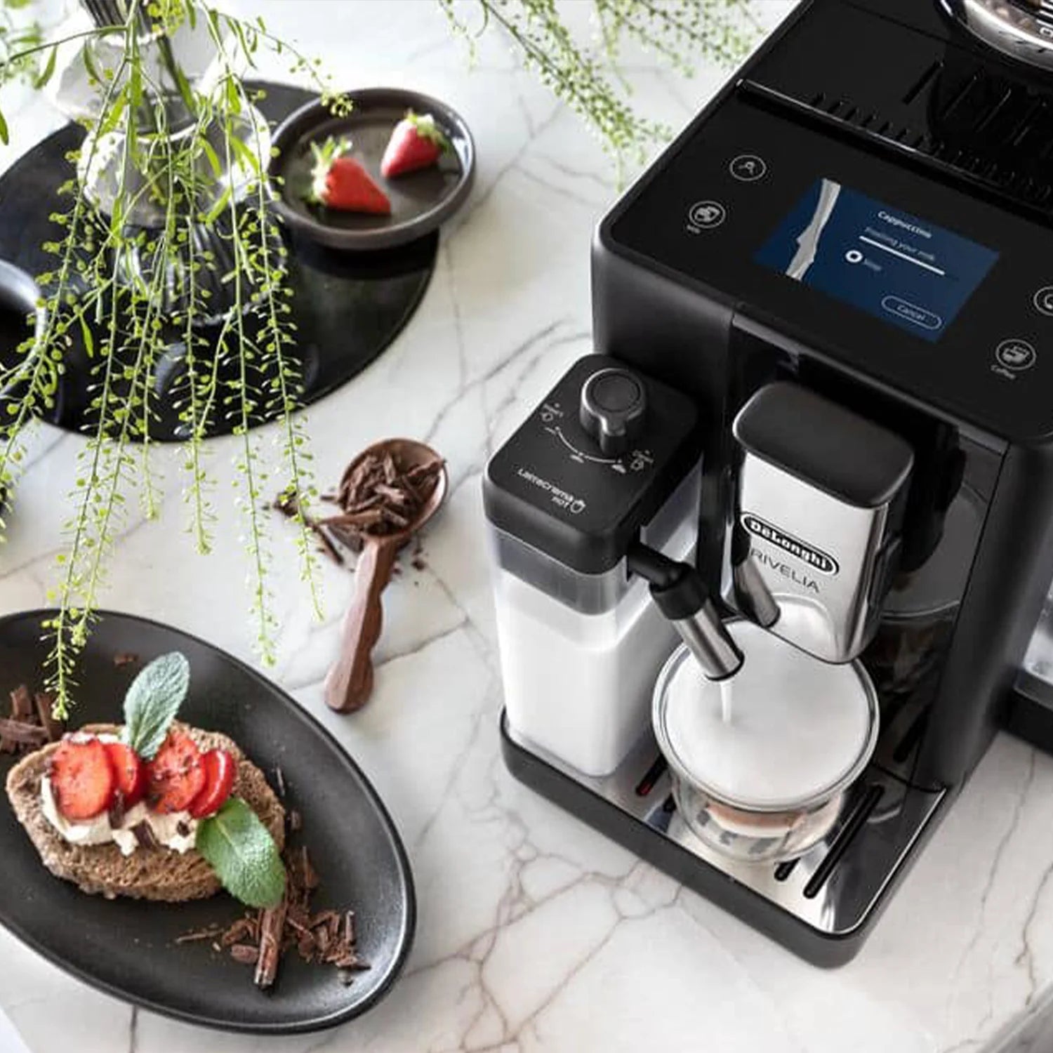 De'Longhi Rivelia Automatic Espresso Machine with LatteCrema System - Onyx Black (Model #EXAM44055B) for Home Barista & Coffee Lovers - Perfect for Espresso, Cappuccino & Latte Making