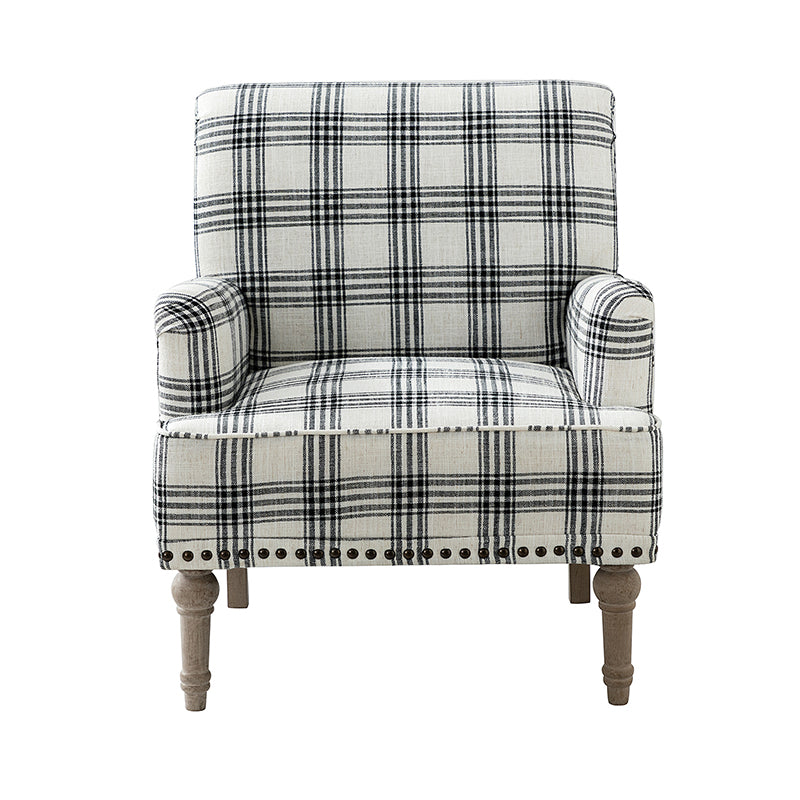 Tamsin Plaid Armchair with Nailhead Trim - Stylish Upholstered Accent Chair for Living Room, Office or Reading Nook - Perfect for Home Decor and Relaxation