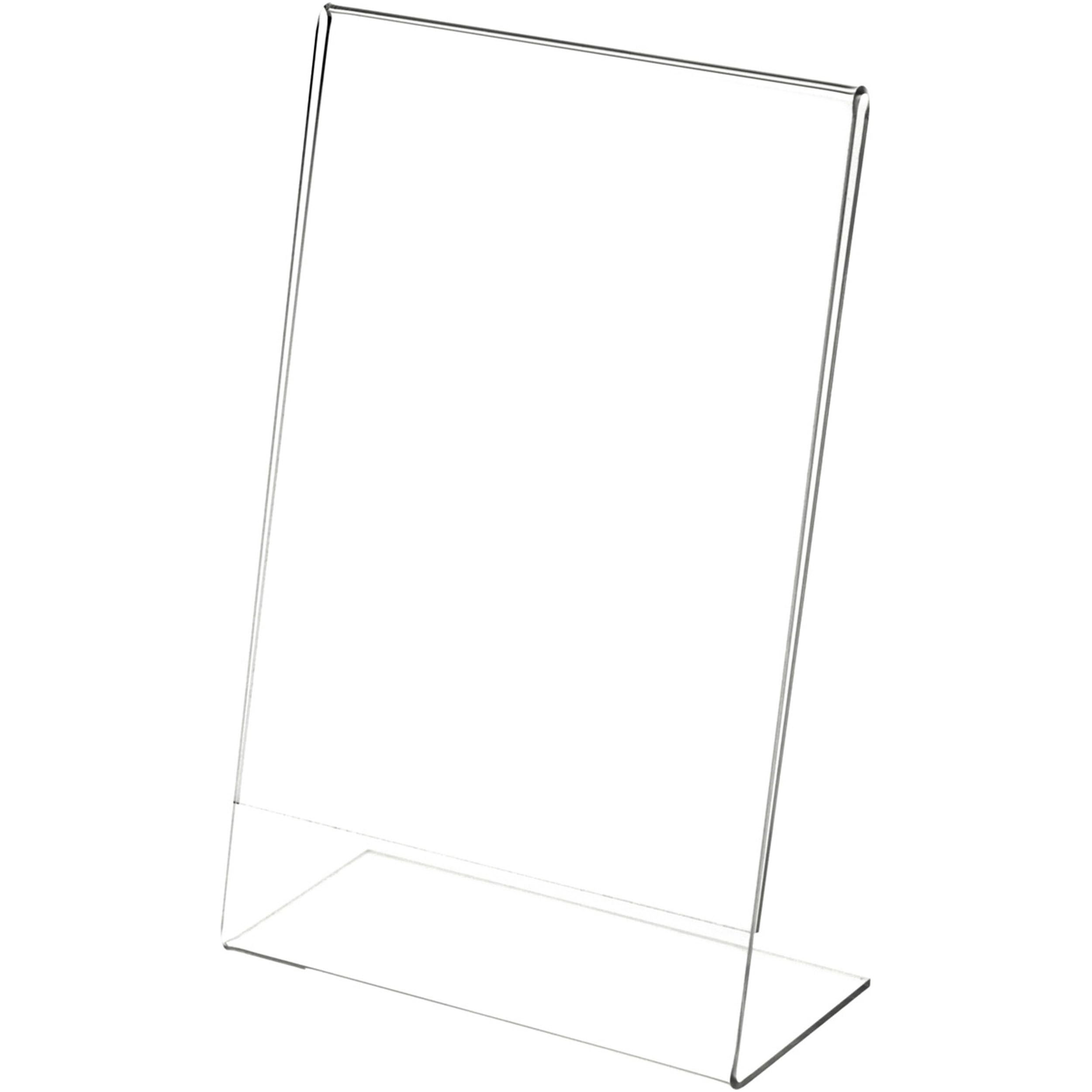 Clear Acrylic Sign Display & Literature Holder - 5.5x8.5 Inch Angled Stand (12 Pack) - Perfect for Retail Stores, Restaurants, and Office Desks - Durable Acrylic Menu Holders for Business Signage and Brochure Organization