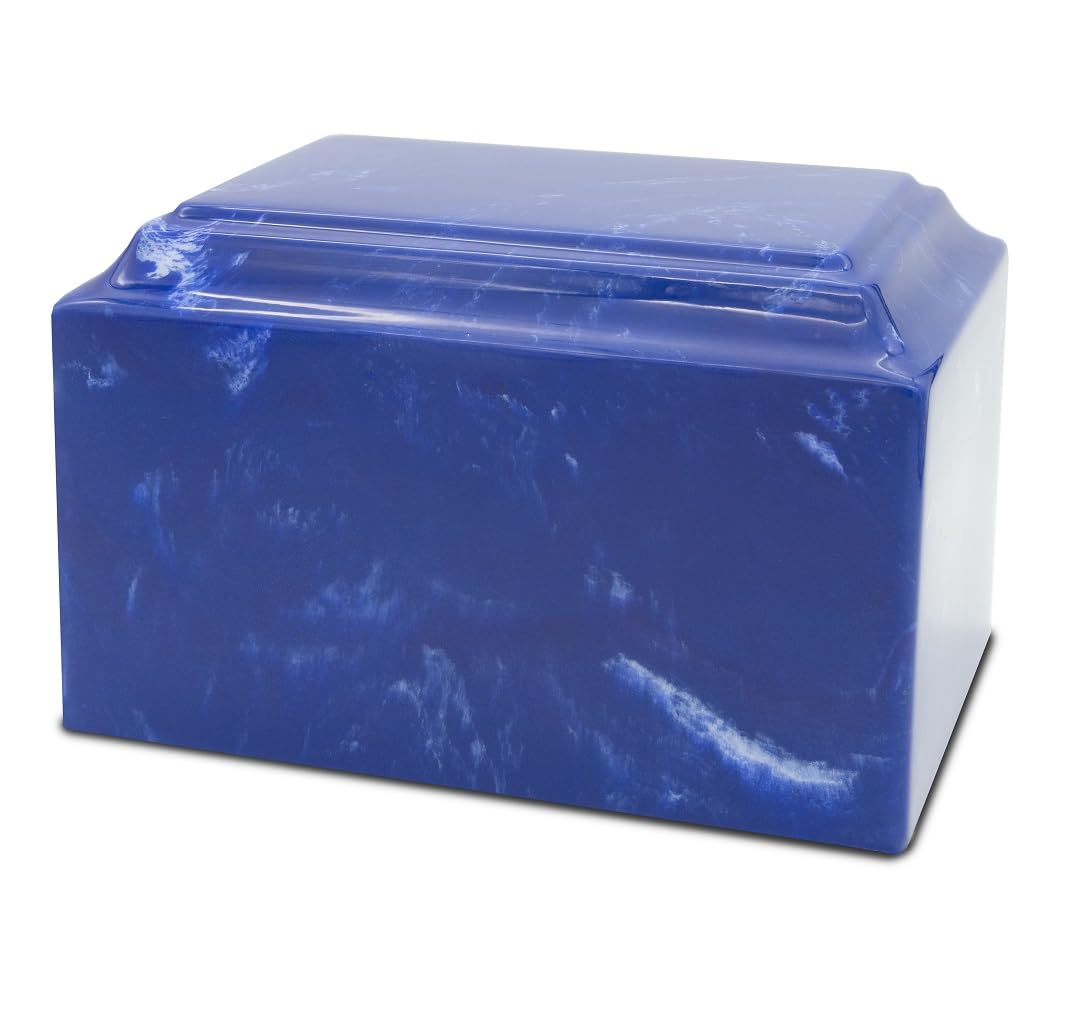 Trinityurns Classic Cultured Marble Cremation Urn for Human Ashes - Large Adult Size, Affordable Memorial Urn for Burial or Home Display (Cobalt Blue) | Perfect for Funeral Services, Cemetery Plots & Family Keepsakes