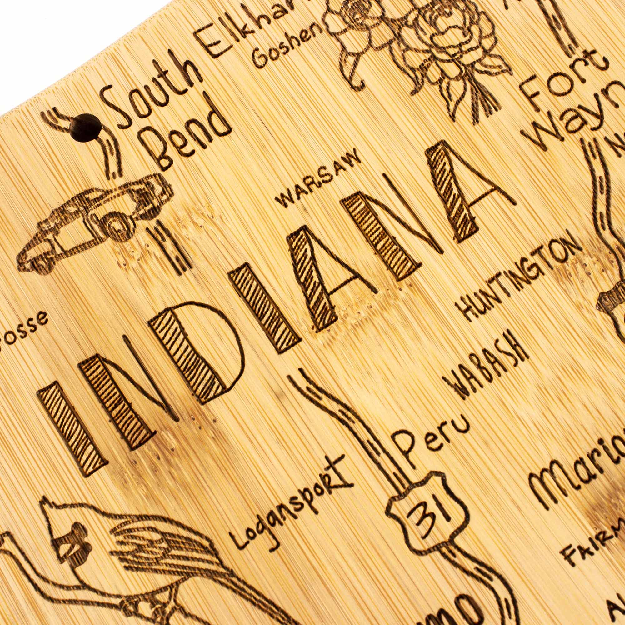 Premium Indiana-Themed Wooden Cutting Board - 15 3/4 x 10 Inches - Perfect for Kitchen Prep, Charcuterie Boards & Home Decor