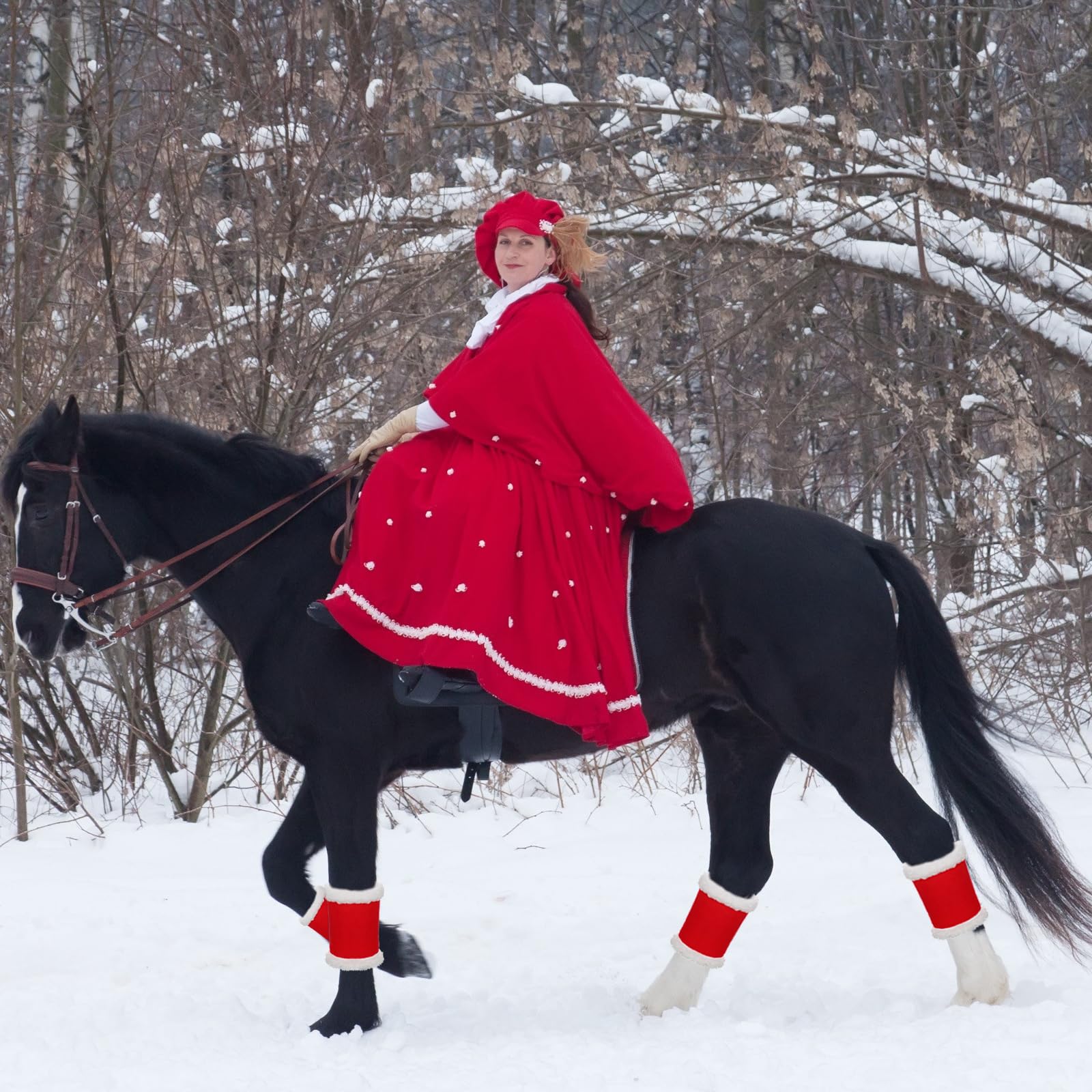 12 Pcs Christmas Horse Leg Wraps - Faux Fur Polyester Standing Wraps for Horses & Sheep - Santa Style Leg Warmers for Christmas Parades & Holiday Parties - Perfect for Festive Events & Costume Contests