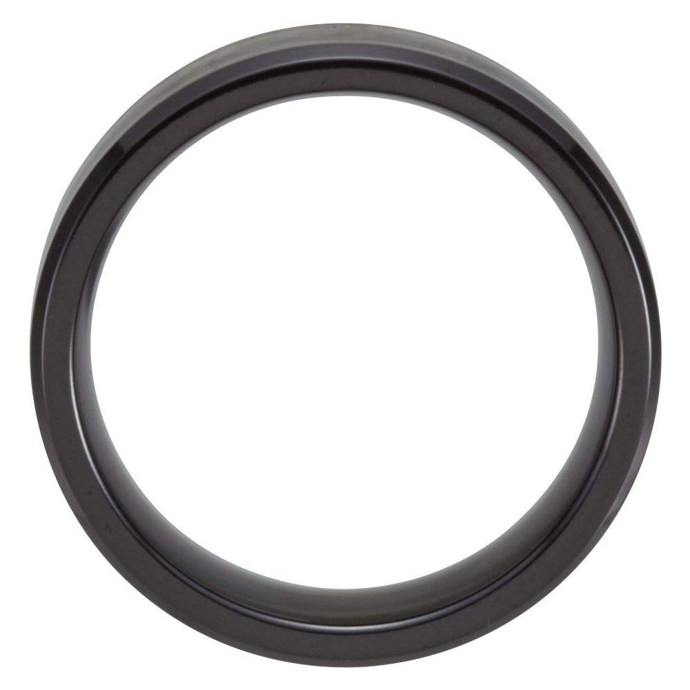 Sonia Jewels Black 8mm Beveled Wedding Band Ring with Carbon Fiber Inlay - Elegant Men's & Women's Wedding Ring for Anniversary, Engagement, and Special Occasions