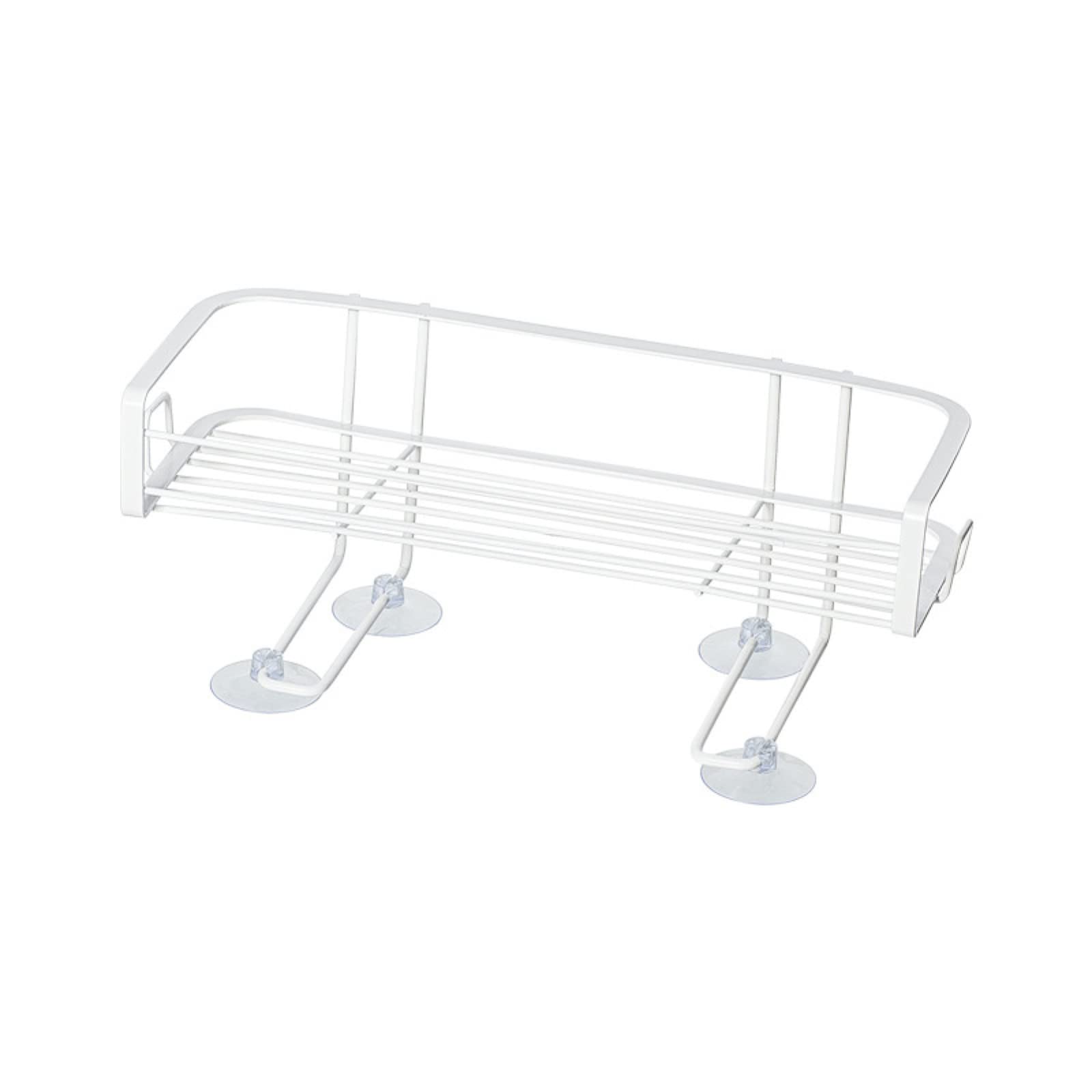 White Iron Over Toilet Shelf - No Drill Bathroom Storage Rack with Hanging Hook & Adhesive Base | Space Saving Toilet Organizer for Small Bathrooms, Apartments & Dorms