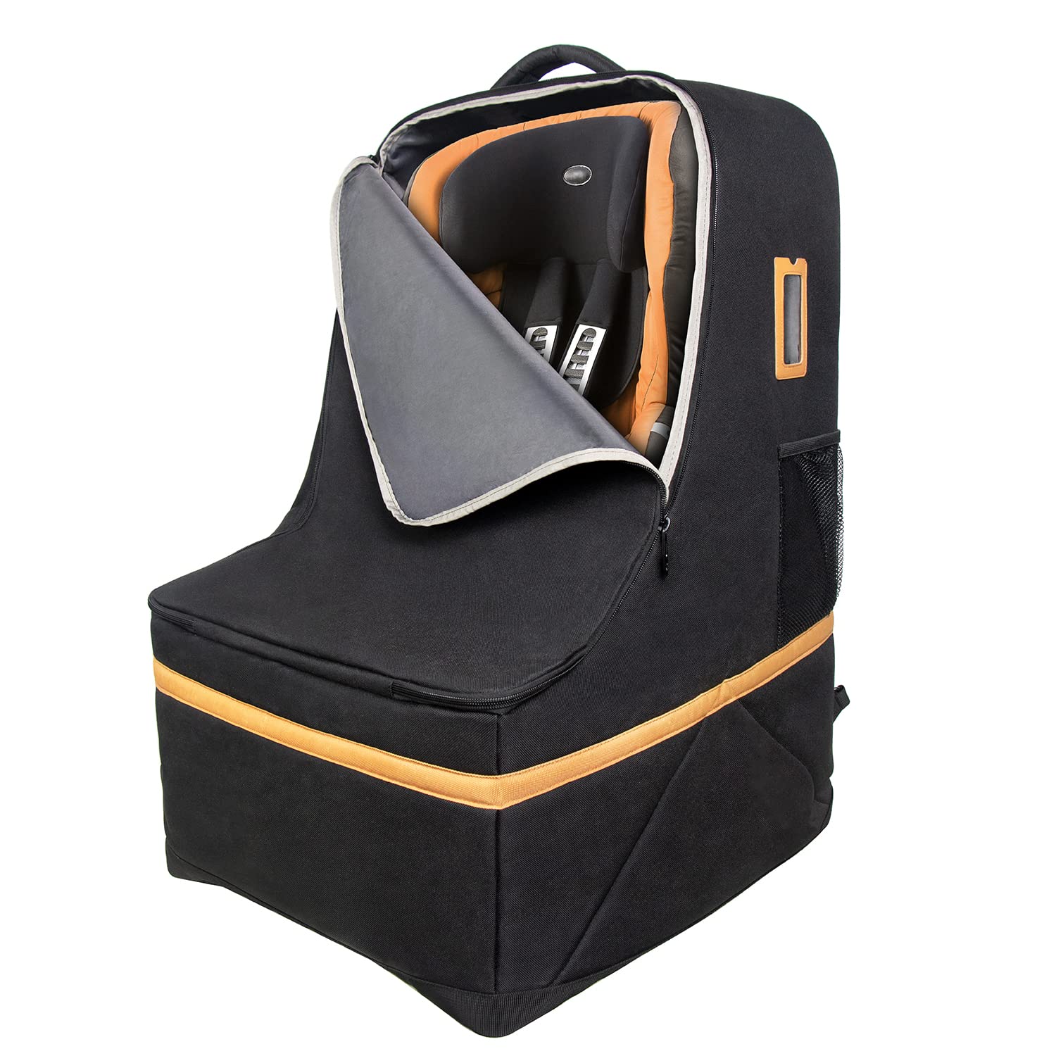 Hap Tim Padded Car Seat Travel Bag for Airplanes & Airports - Portable Infant Car Seat Carrier Backpack with Storage | Black (CSTB-2242) | Perfect for Family Vacations & Air Travel with Babies