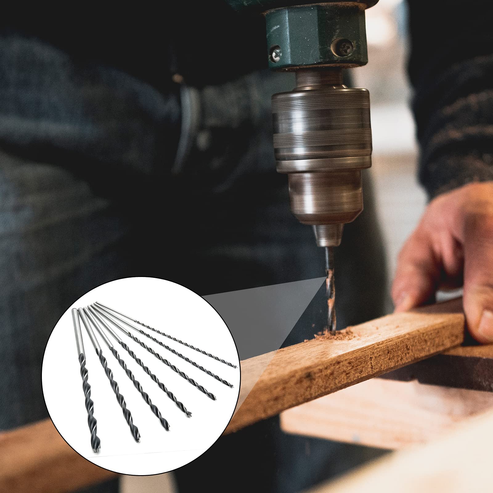 7Pcs 12-Inch Extra Long Wood Drill Bit Set - 300mm Brad Point Drill Bits with Long Shank (4mm,5mm,6mm,7mm,8mm,10mm,12mm) - Perfect for Deep Woodworking, Furniture Making & DIY Projects
